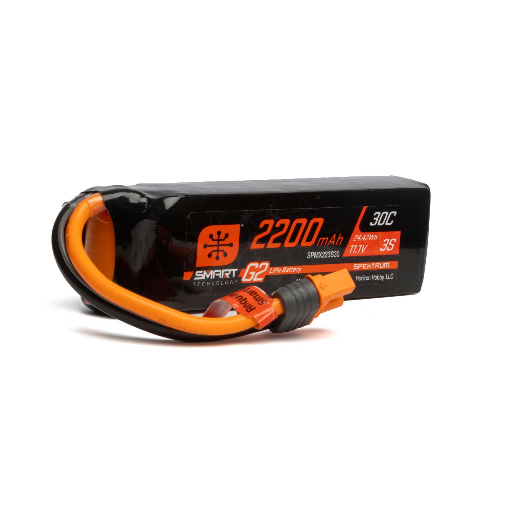 Spektrum Accessories 11.1V 2200mAh 3S 30C Smart G2 LiPo Battery: IC3
