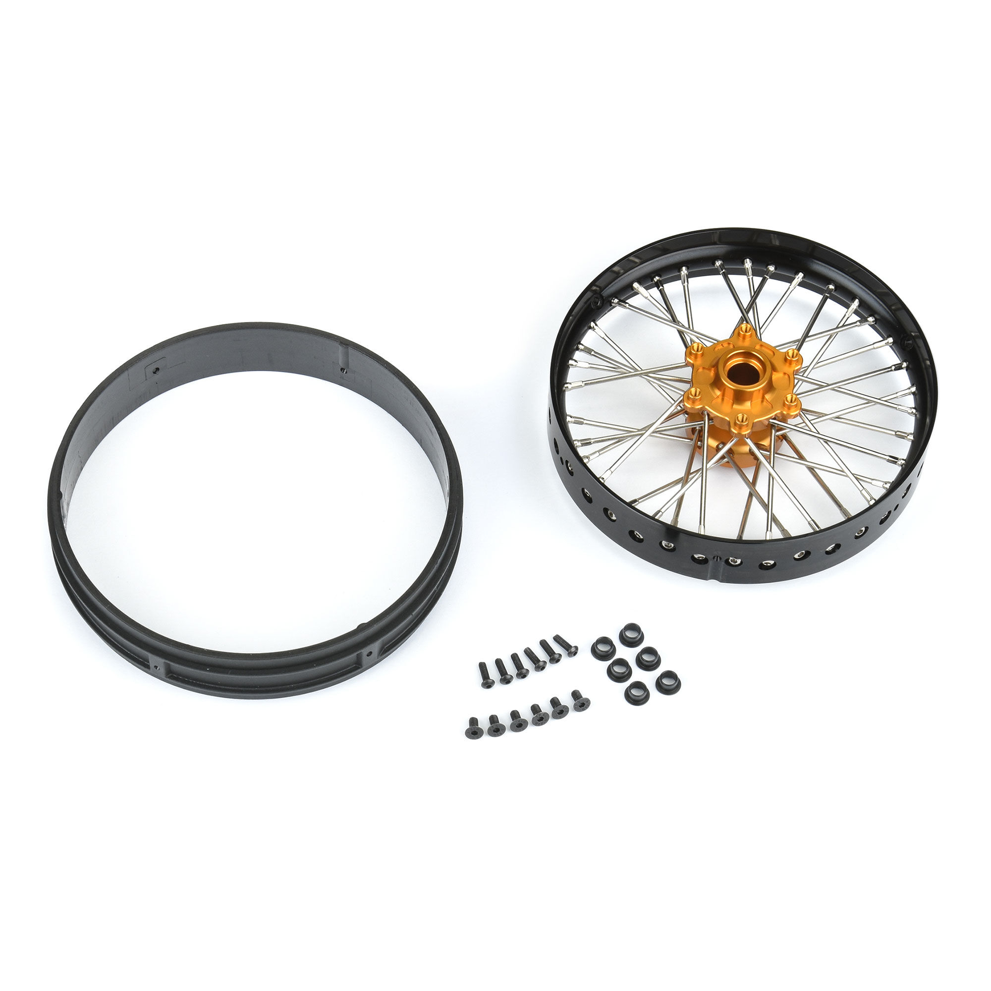 Pro-Line Racing 1/4 Pro-Spec Aluminum V2 Bead Front Wheel Black/Gold (1): Promoto-MX