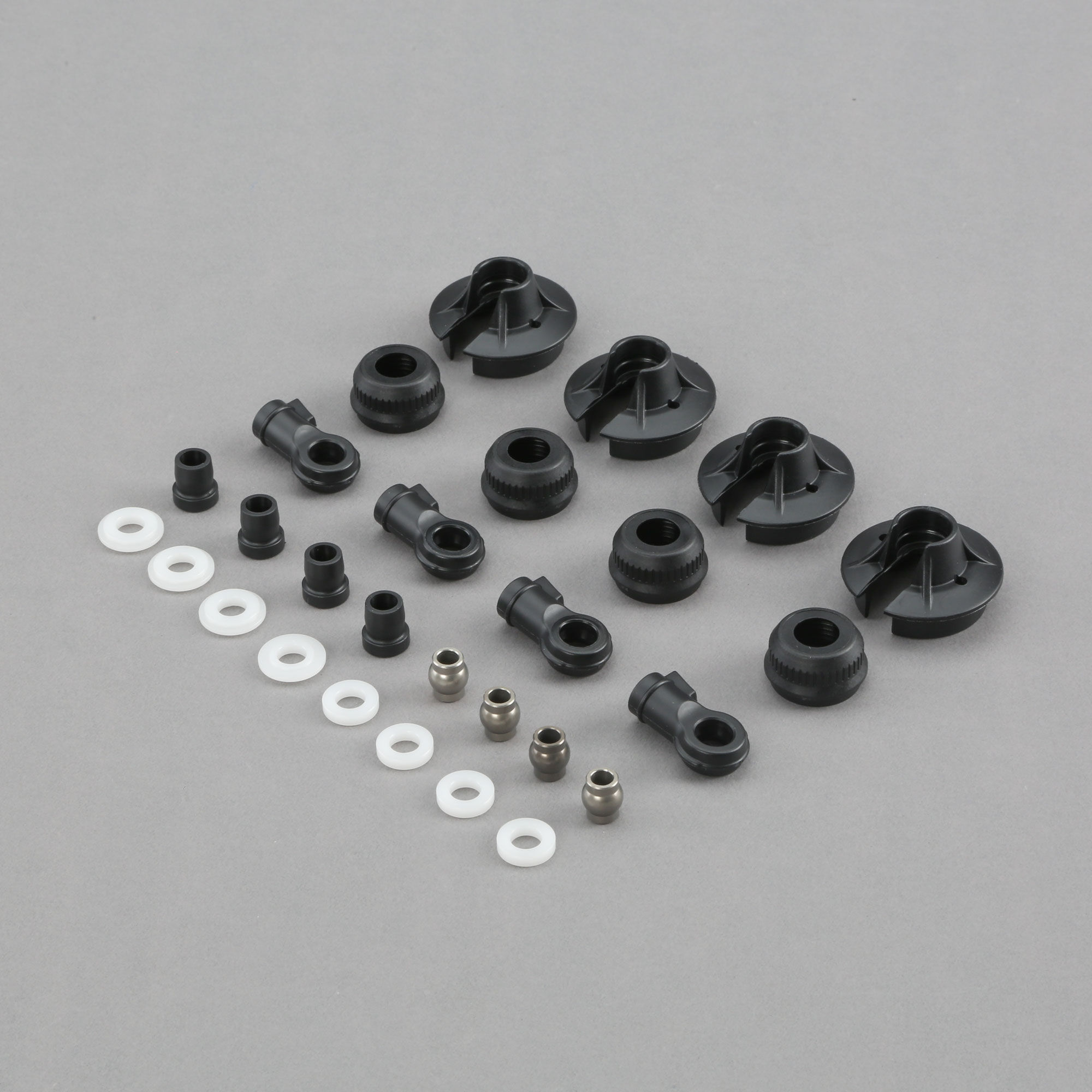 Team Losi Racing Shock Plastics and Balls (4): 5B, 5T, MINI WRC