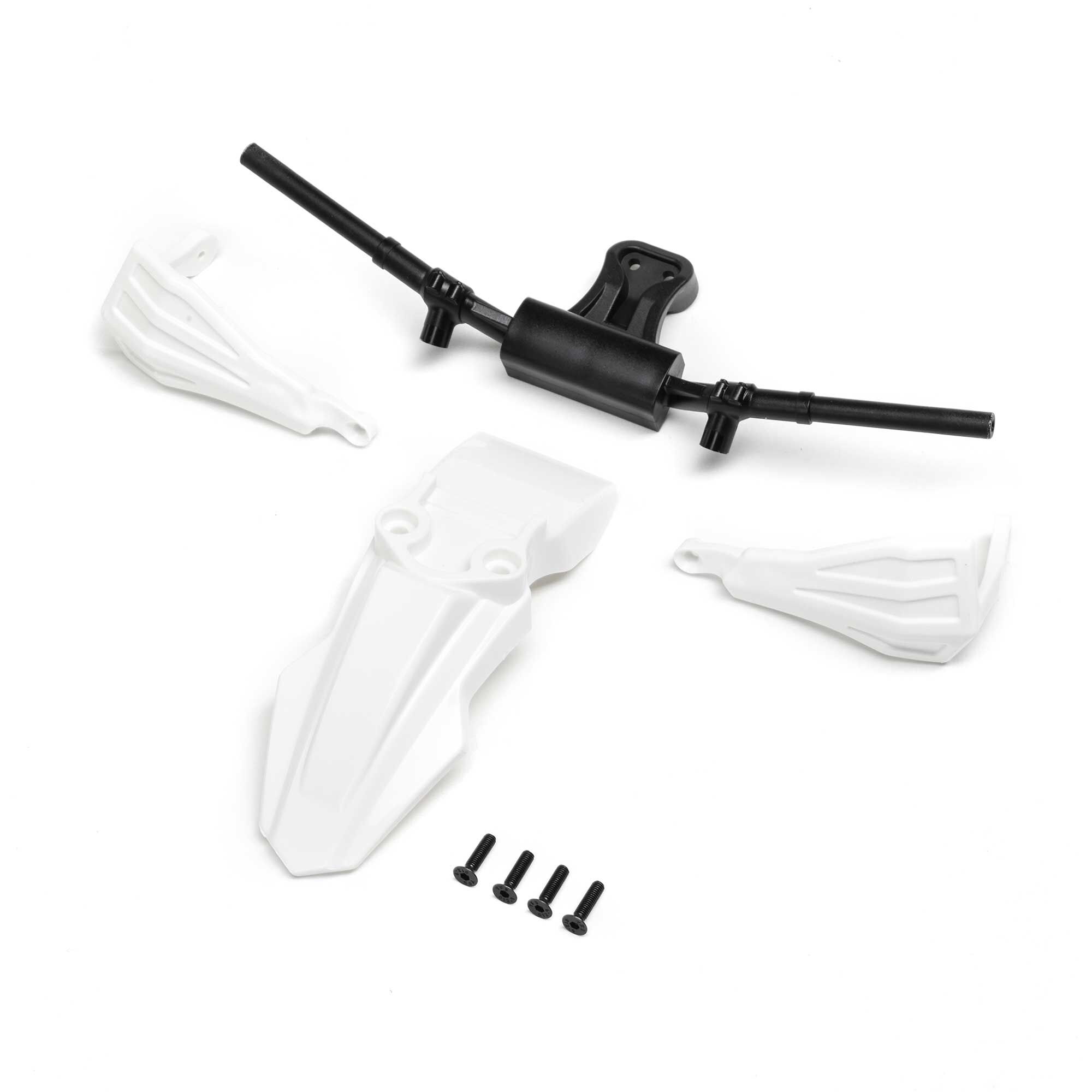 Losi Fender, Handguards & Handle Bars, White: Promoto-SM