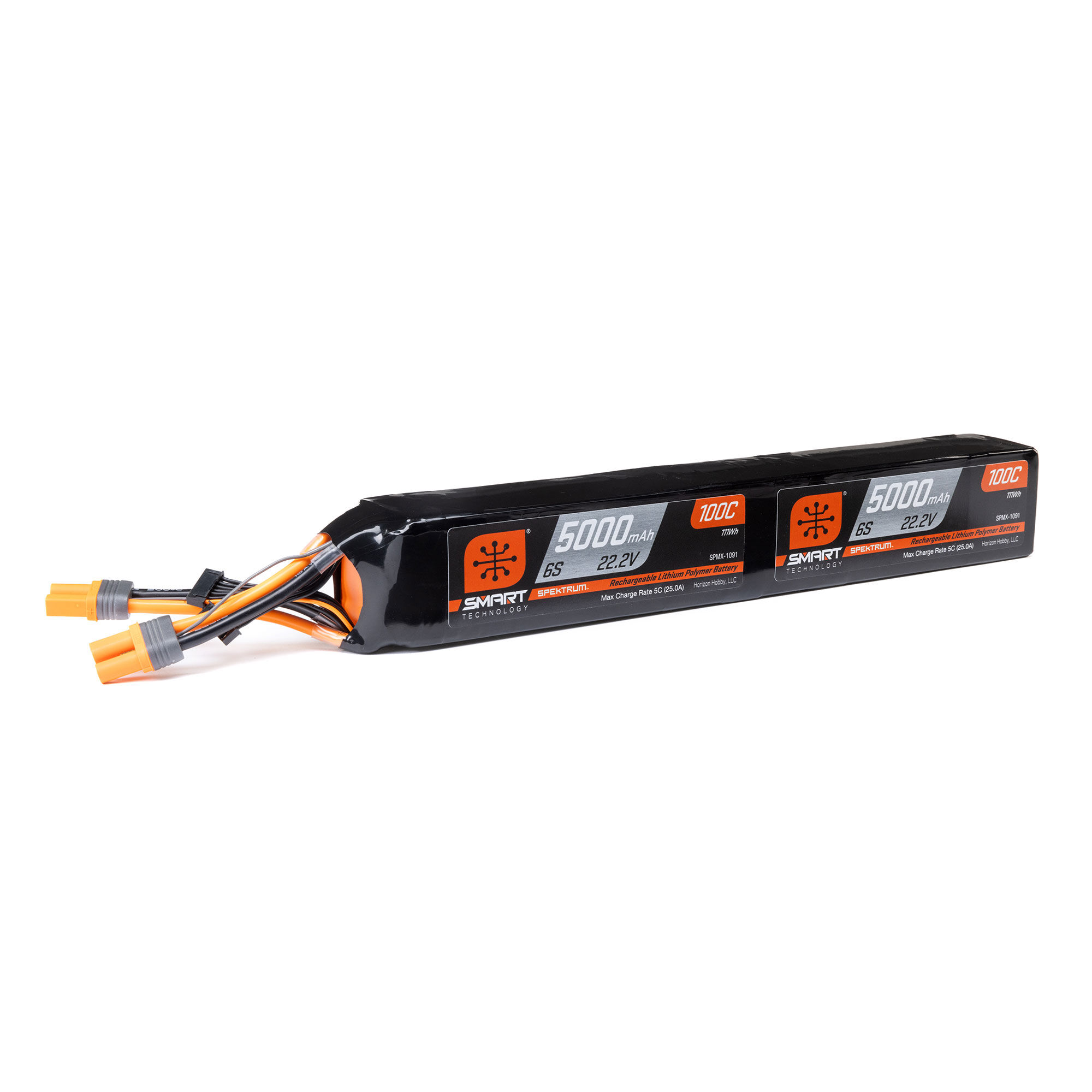 Spektrum Accessories Dual 22.2V (44.4V) 5000mAh 6S x2 100C Smart LiPo Battery: IC5