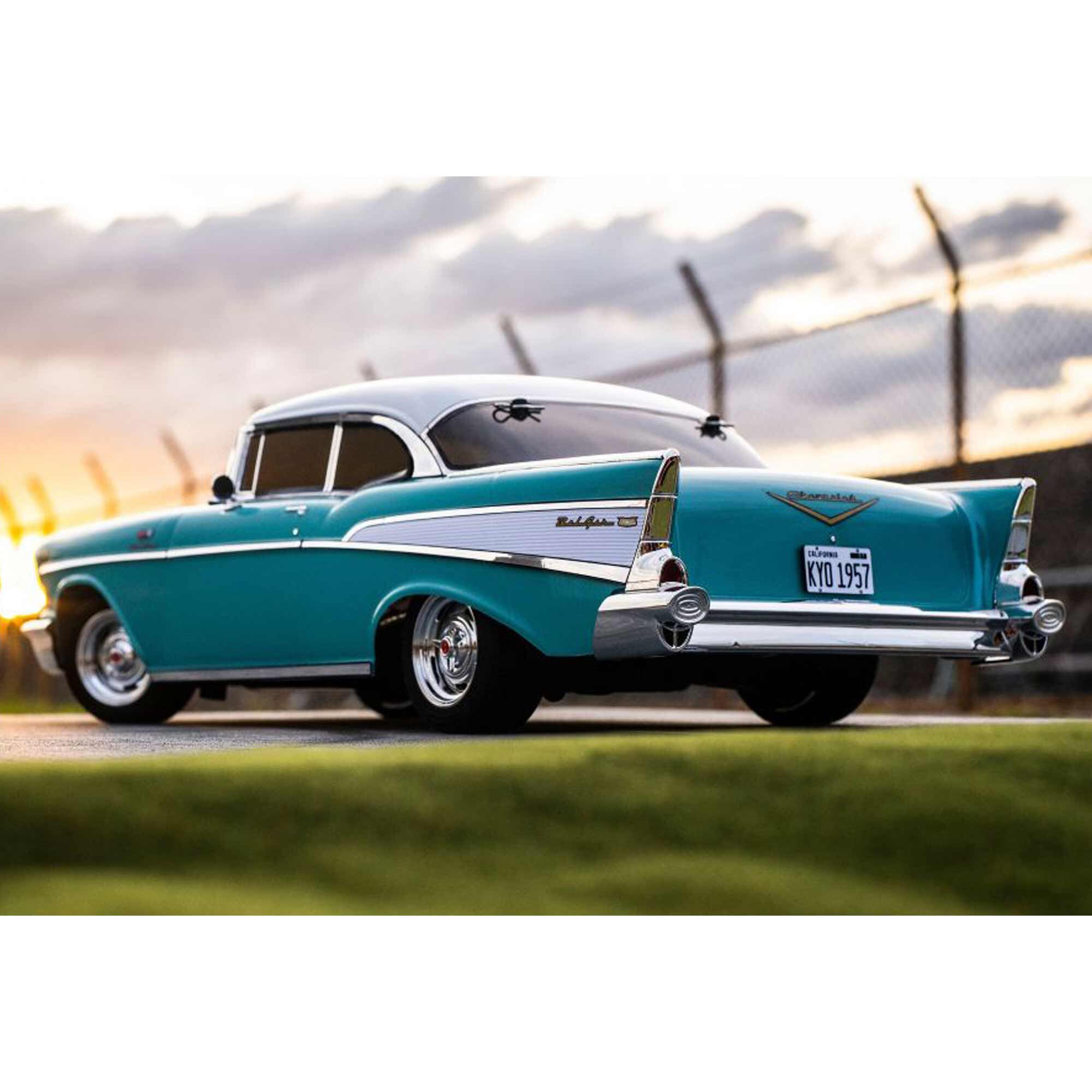 Kyosho 1/10 1957 Chevy Bel Air Coupe Fazer Mk2 FZ02L Brushed 4x4 On-Road Touring RTR, Tropical Turquoise