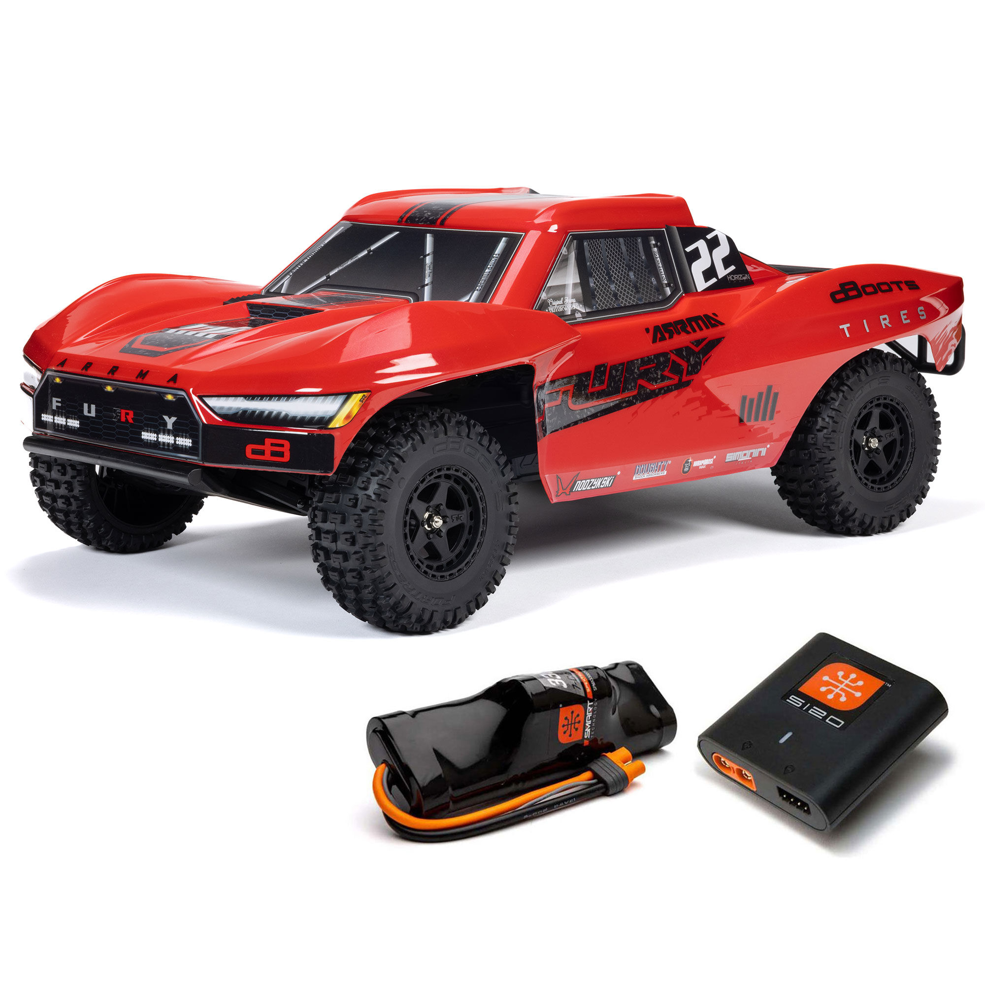 ARRMA 1/10 FURY 2WD RTR Brushed Short Course Truck (Battery & Charger Included), Red