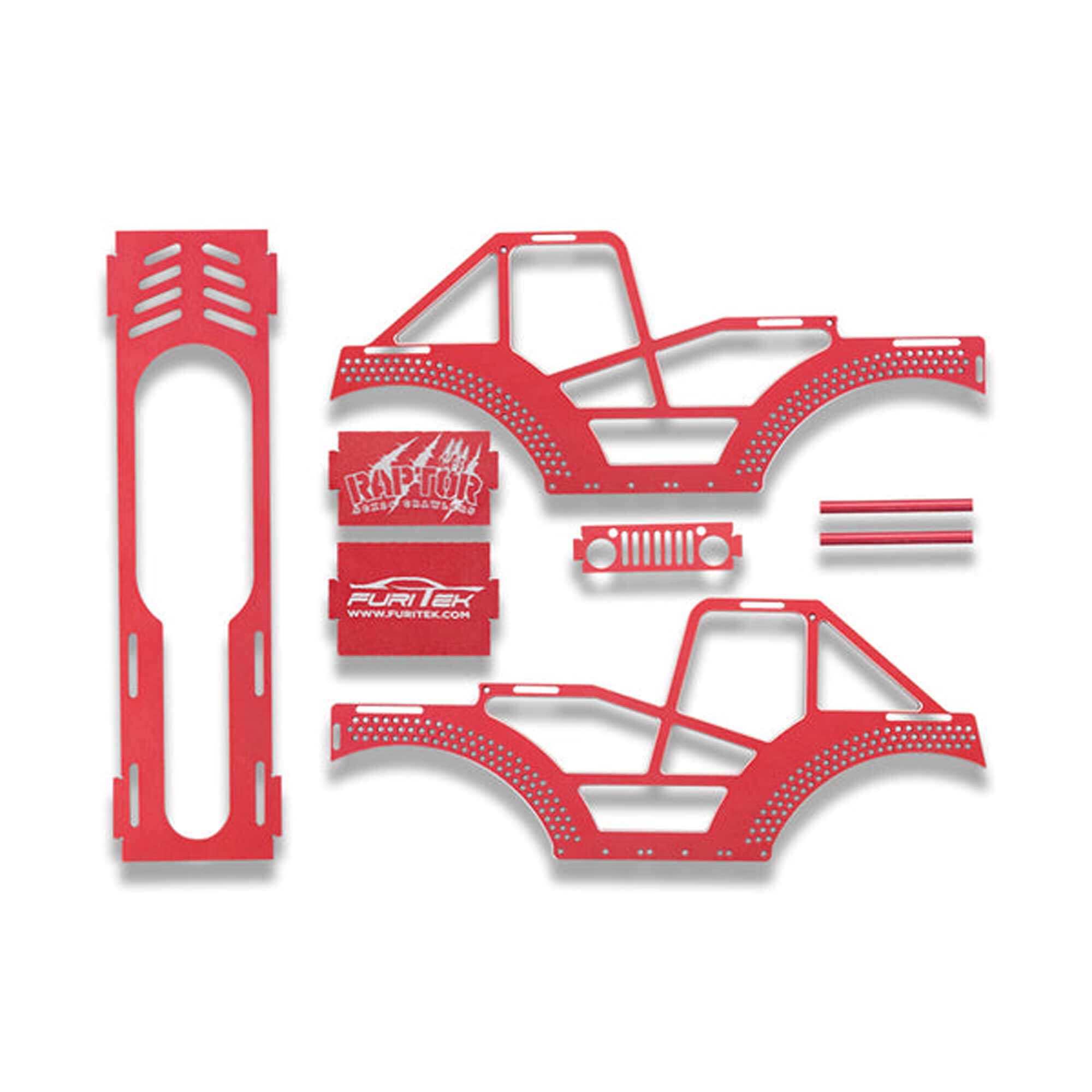 Furitek Raptor Aluminum Frame Kit, Red: SCX24