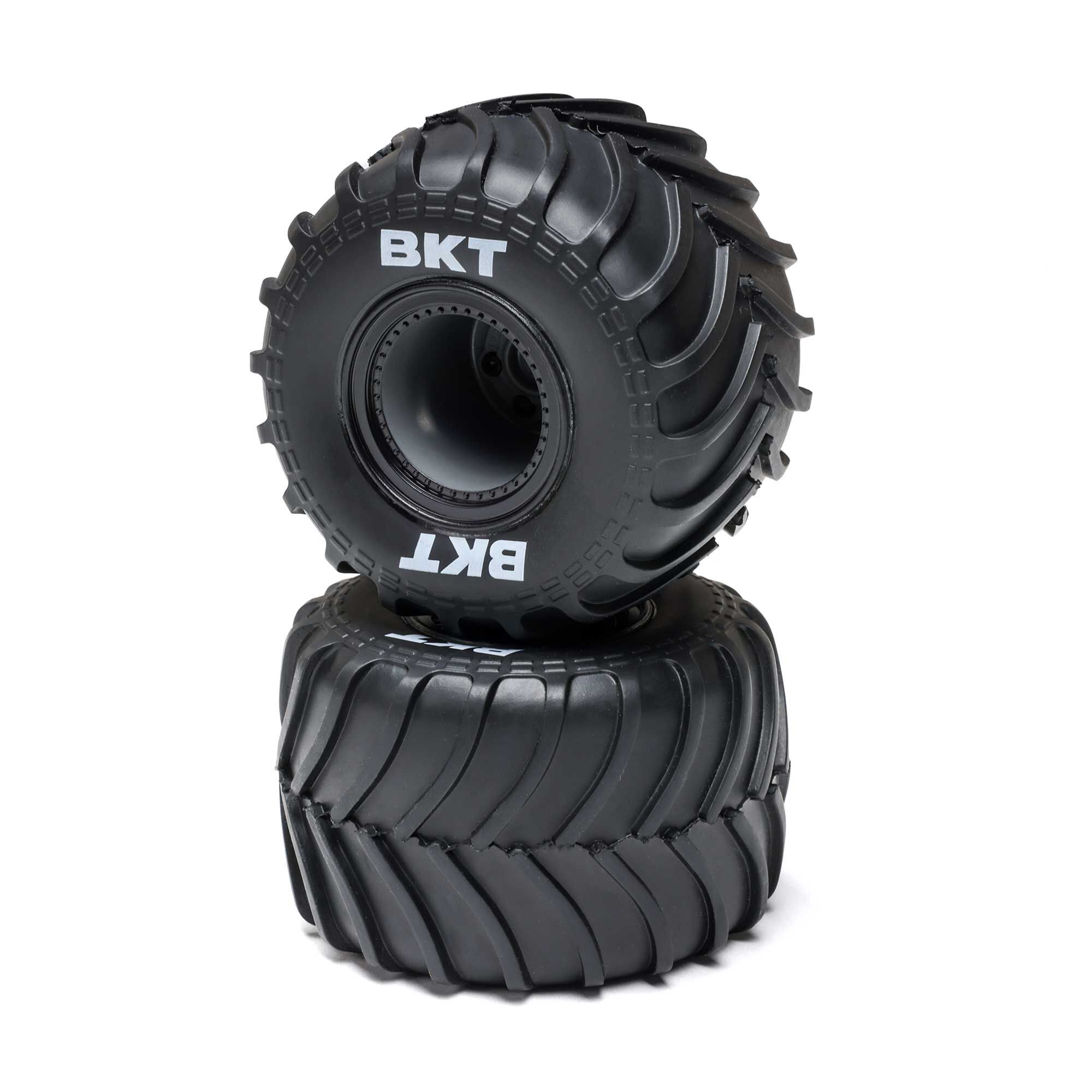 Losi MT Tires, Black Beadlock, Premounted (2): Mini LMT