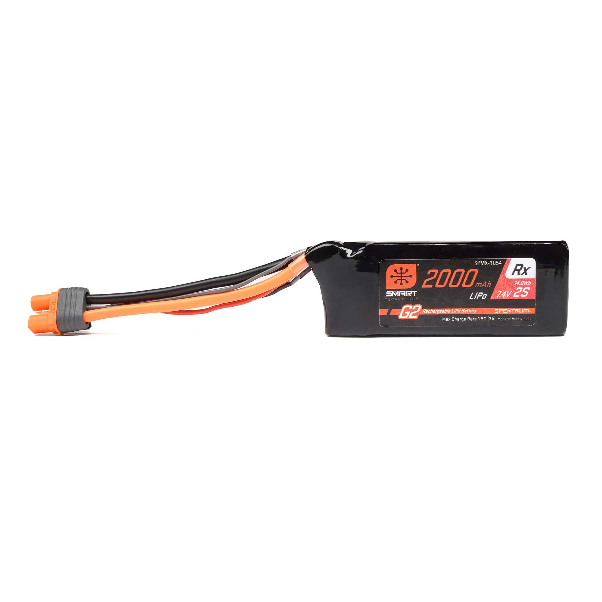 Spektrum Accessories 7.4V 2000mAh 2S 15C Smart G2 Receiver LiPo Battery: IC3
