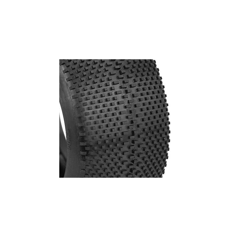 AKA PRODUCTS, INC. 1/8 EVO Gridiron Soft Long Wear Tires, Red Inserts (2): Truggy