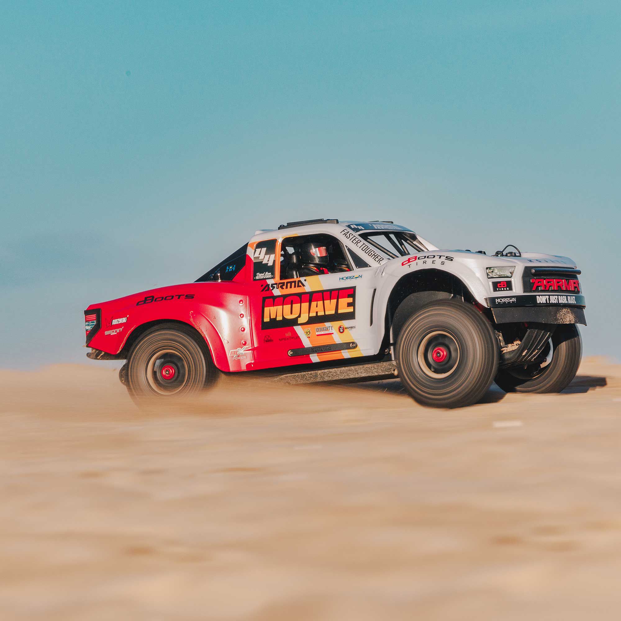 ARRMA 1/8 MOJAVE 4S 4X4 RTR Brushless Desert Truck, White/Red