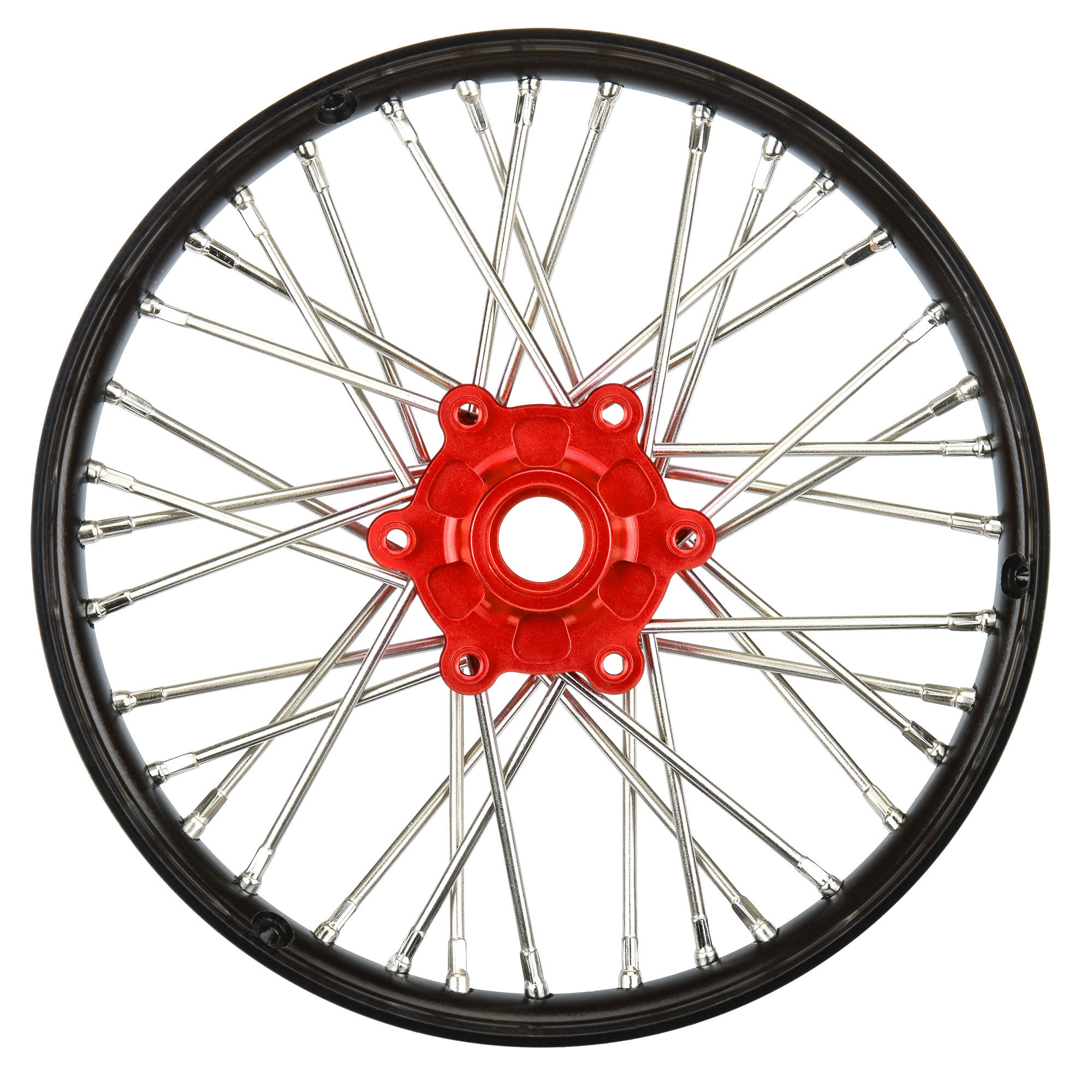 Pro-Line Racing 1/4 Pro-Spec Aluminum V2 Bead Front Wheel Black/Red (1): Promoto-MX