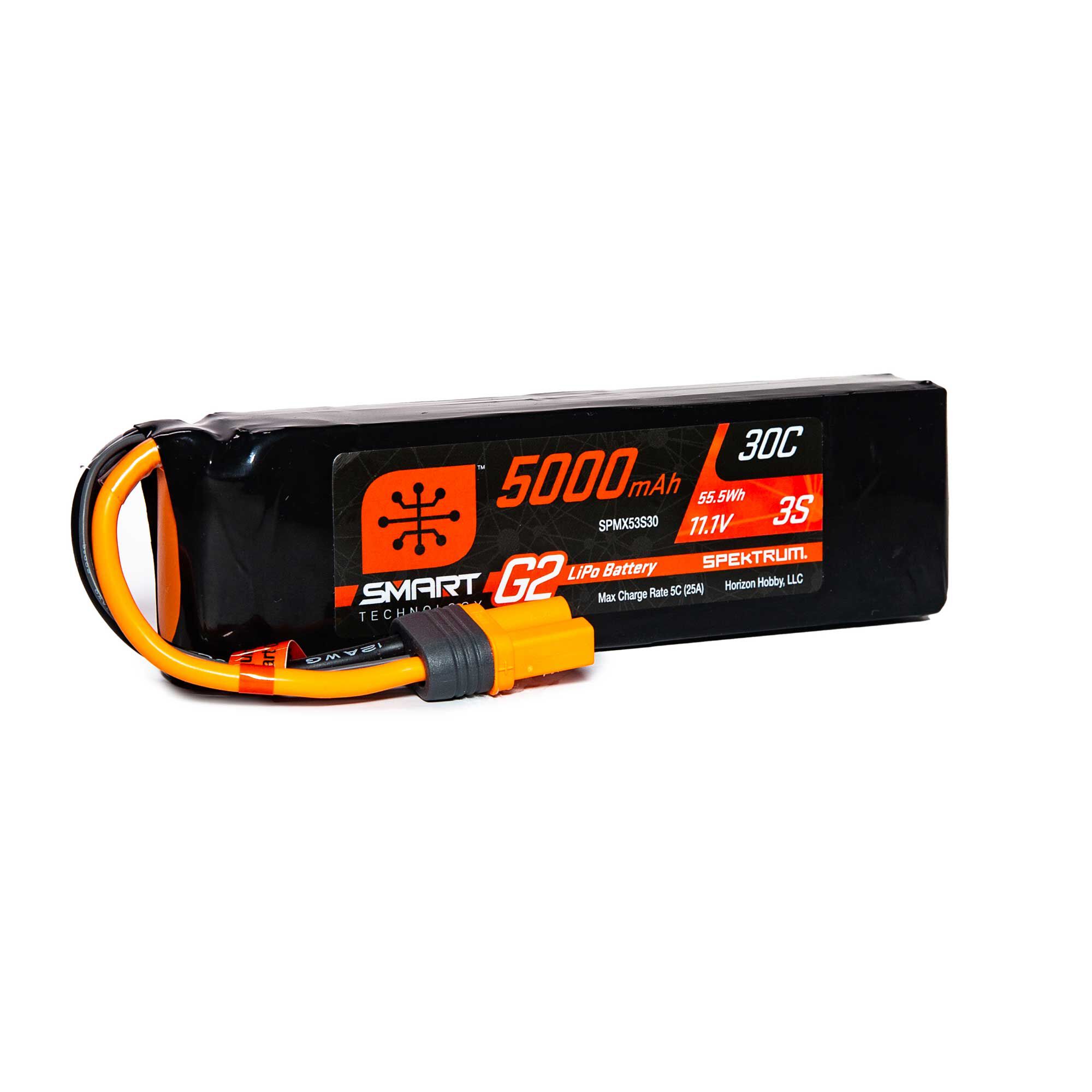 Spektrum Accessories 11.1V 5000mAh 3S 30C Smart G2 LiPo Battery: IC5