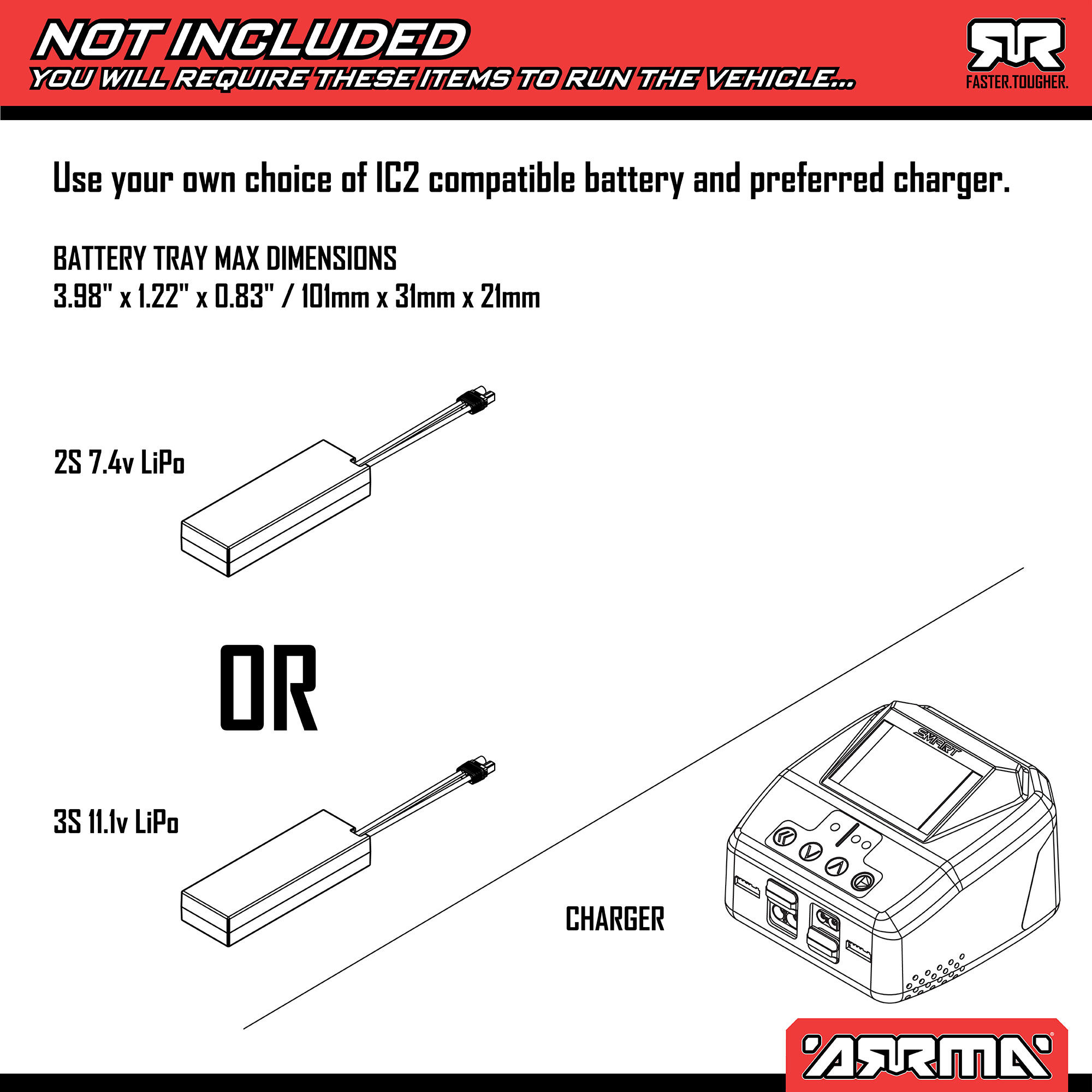 ARRMA 1/16 MOJAVE GROM 223S DSC 4X4 RTR Brushless Desert Truck, Black