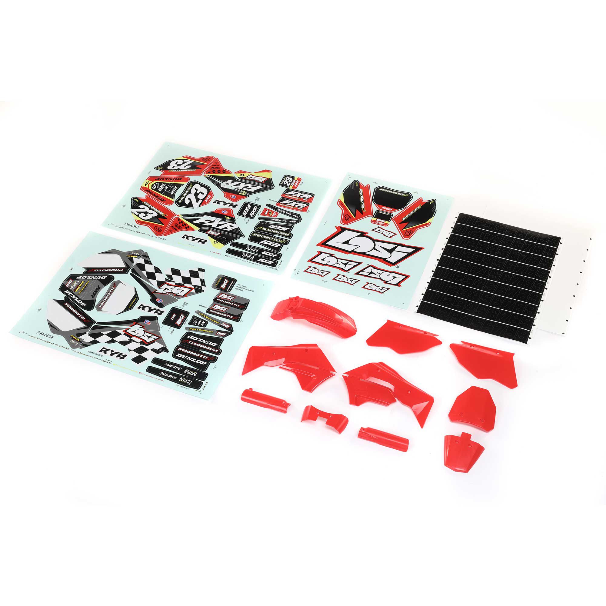 Losi Plastics with Wraps, Red: Promoto-MX