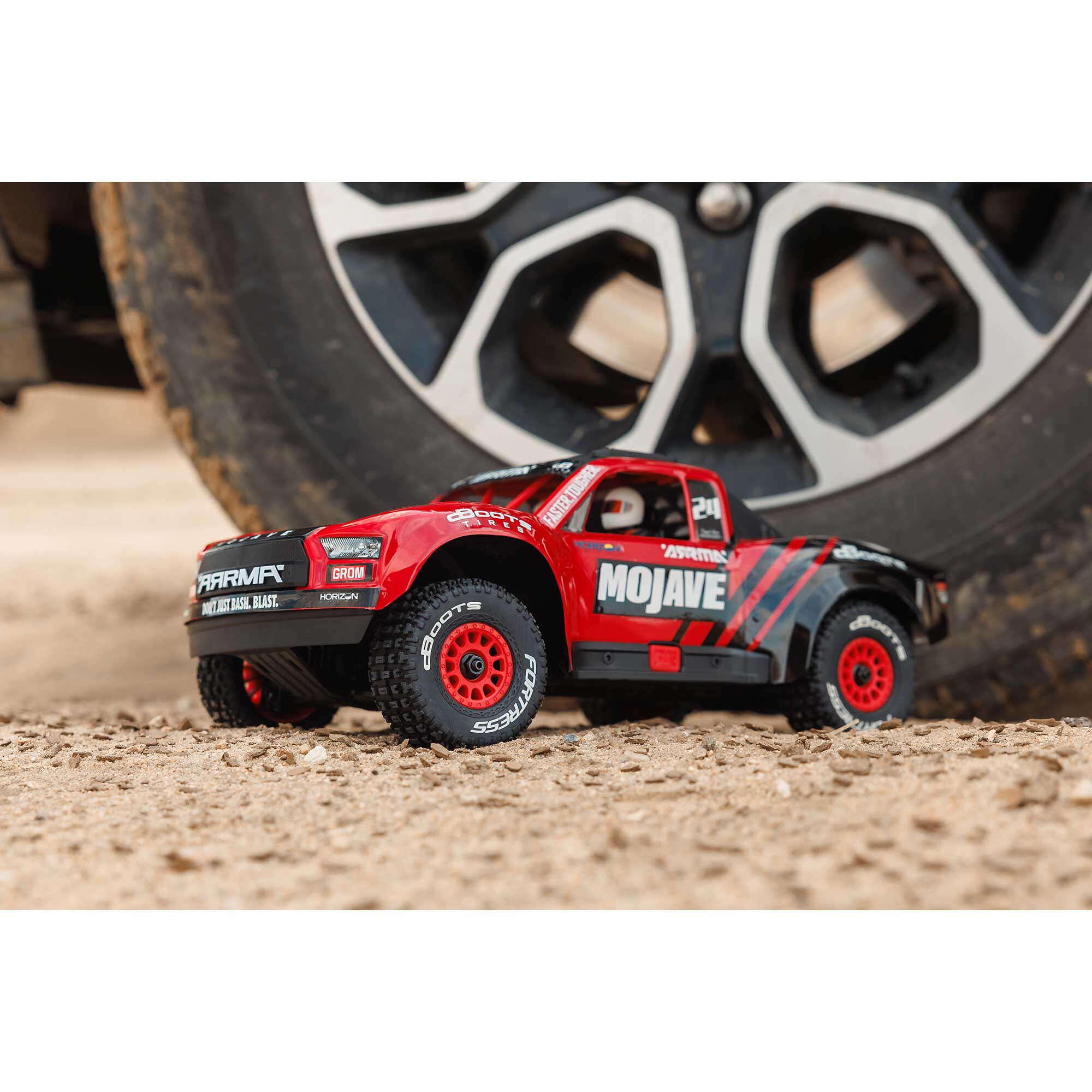 ARRMA 1/16 MOJAVE GROM 4X4 RTR Brushed Desert Truck (Battery & Charger Included), Red/Black