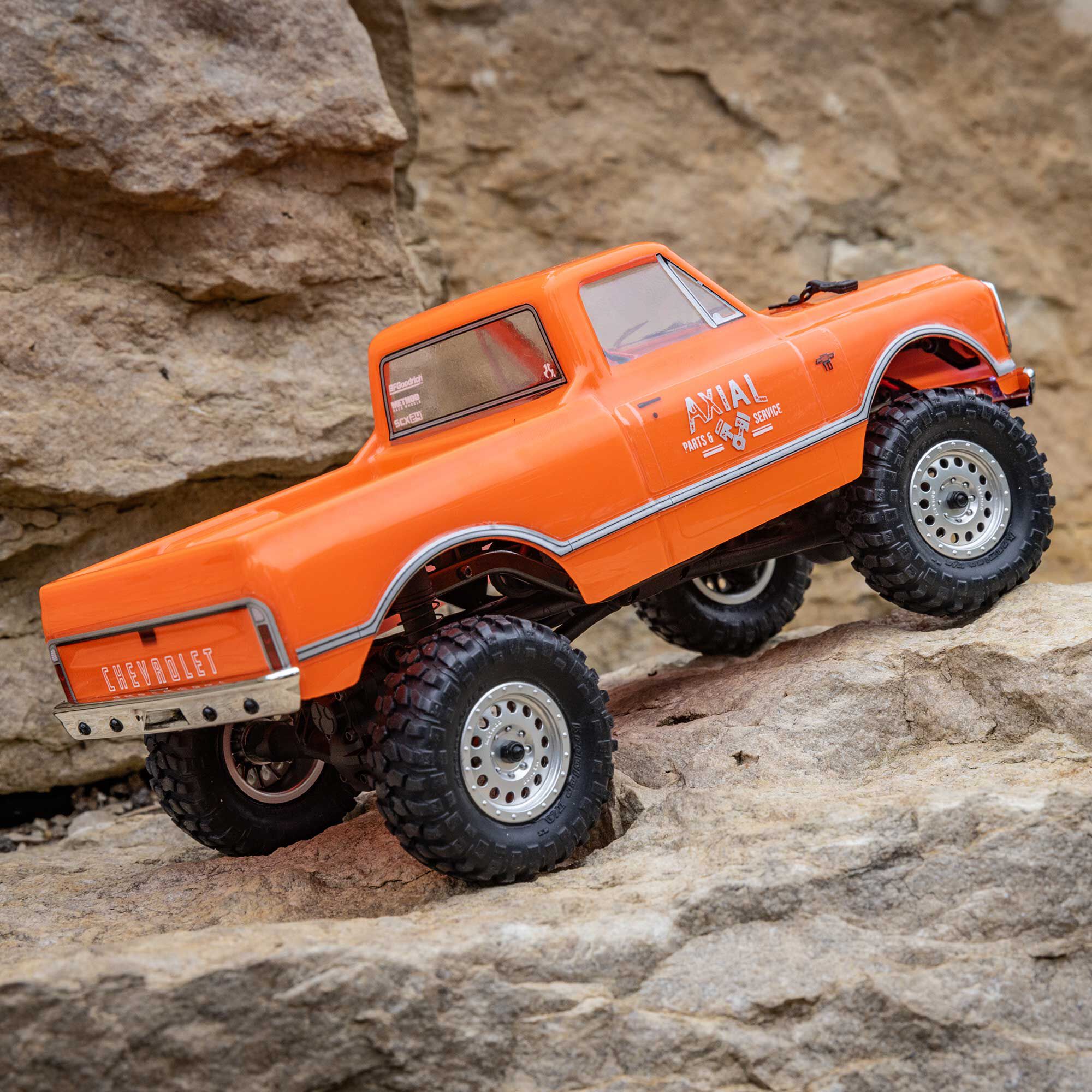 Axial 1/24 SCX24 1967 Chevrolet C10 4X4 RTR Brushed Rock Crawler (Battery & Charger Included), Orange