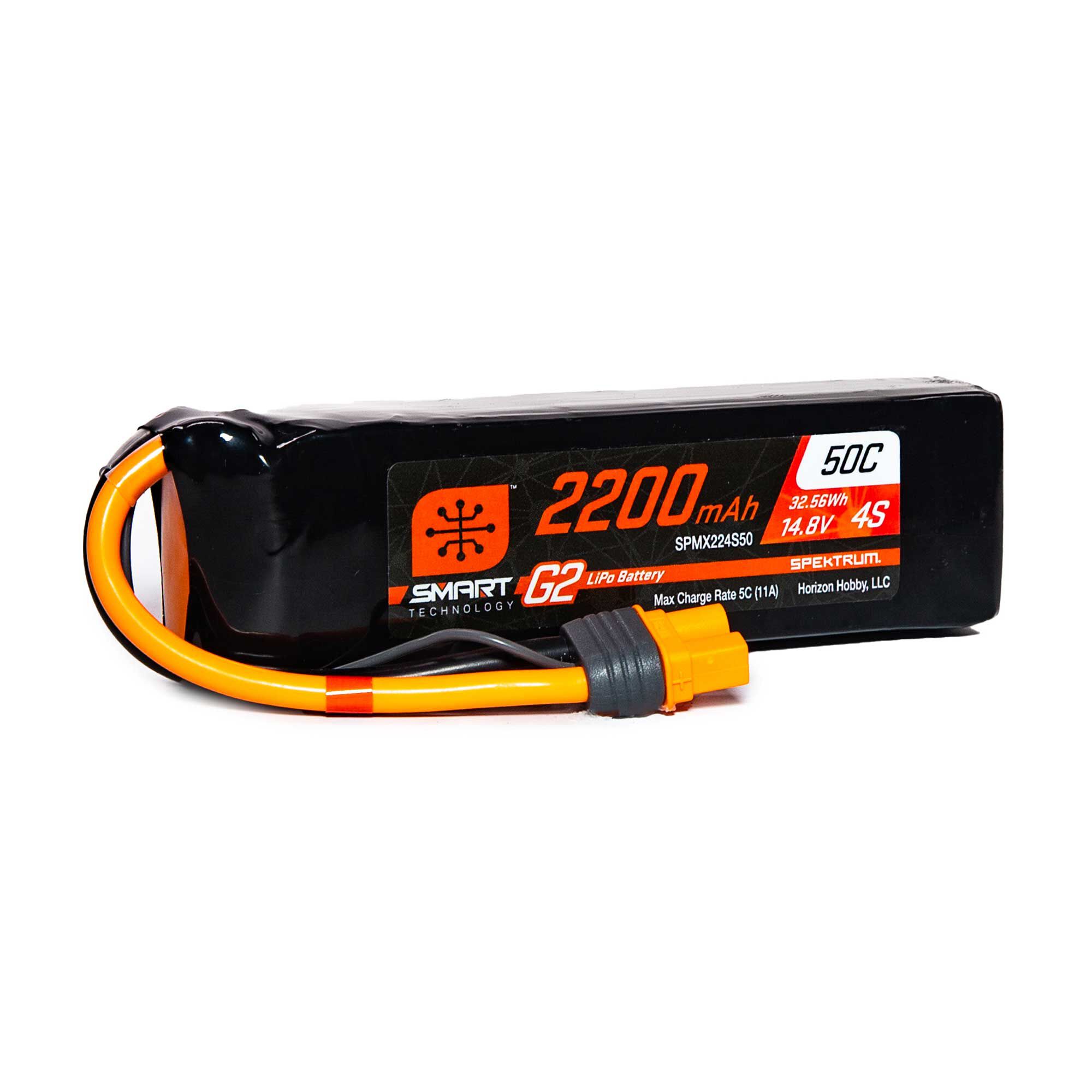 Spektrum Accessories 14.8V 2200mAh 4S 50C Smart G2 LiPo Battery: IC3