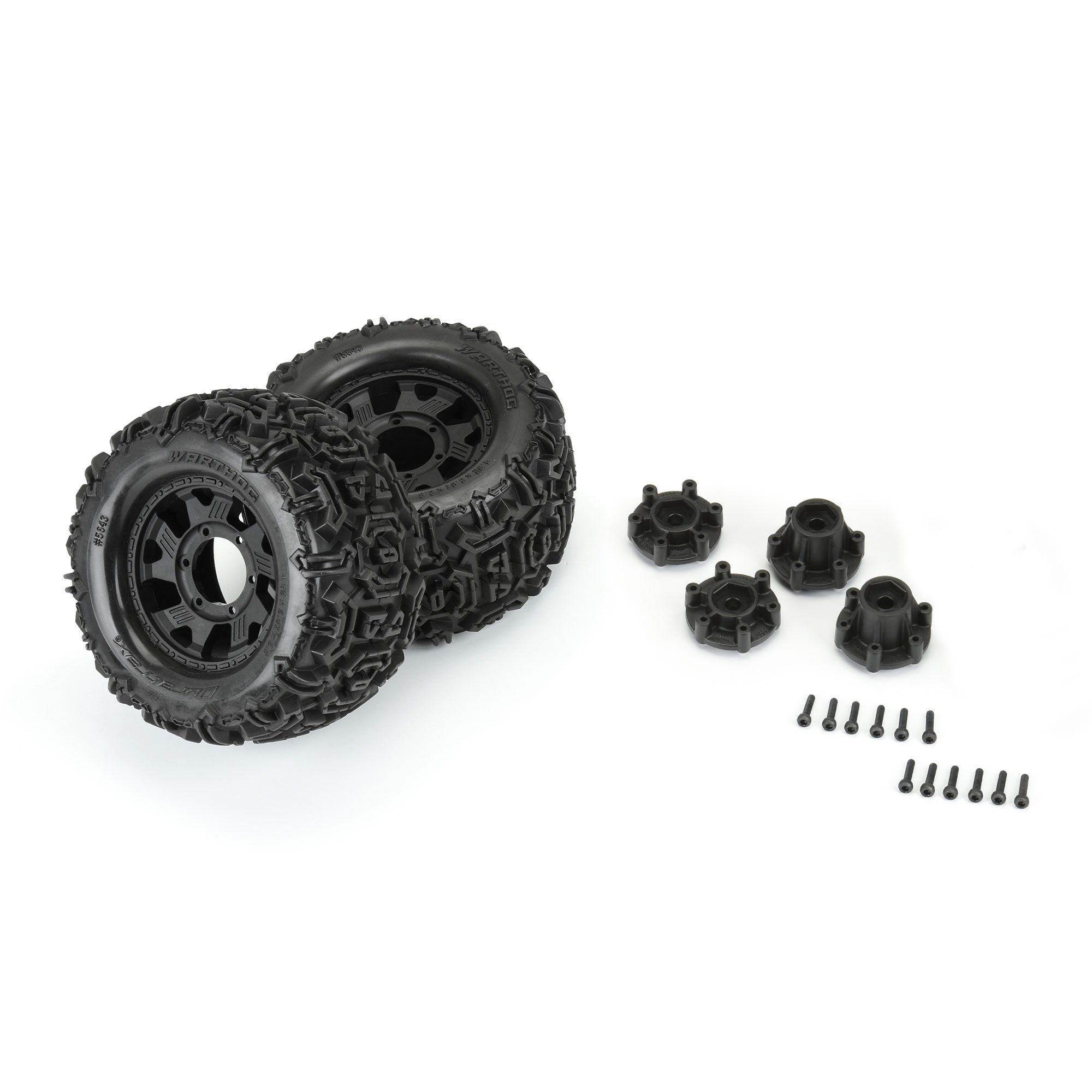 Duratrax 1/10 Warthog F/R 2.8" Monster Truck Tires MTD 12mm Black Ripper (2)