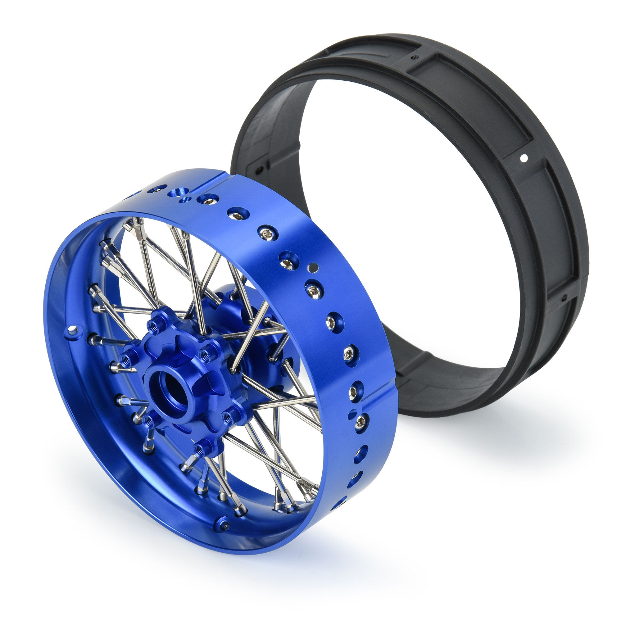 Pro-Line Racing 1/4 Pro-Spec Aluminum V2 Bead Front Wheel Blue/Blue (1): Promoto-SM