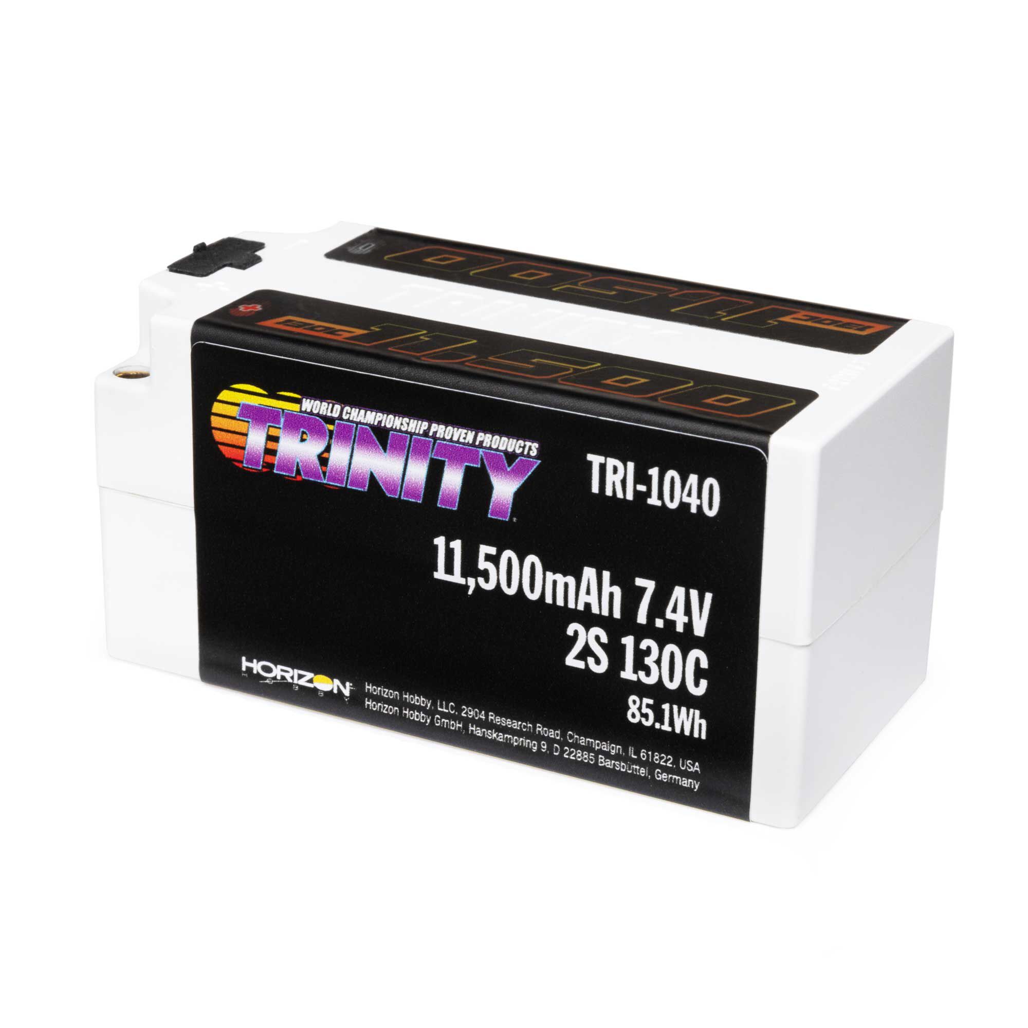 Trinity/Epic 7.4V 11500mAh 2S2P 130C Fat Shorty LiPo Battery, 5mm Bullets