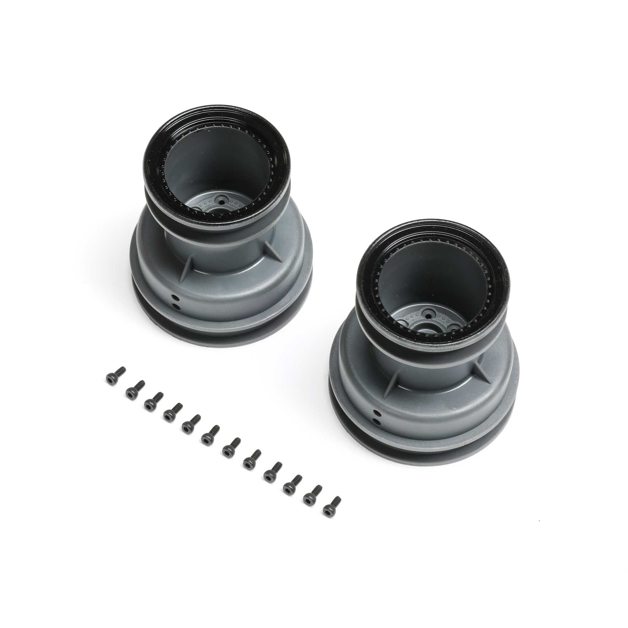 Losi MT Wheel, Black Beadlock, Light Grey (2): Mini LMT