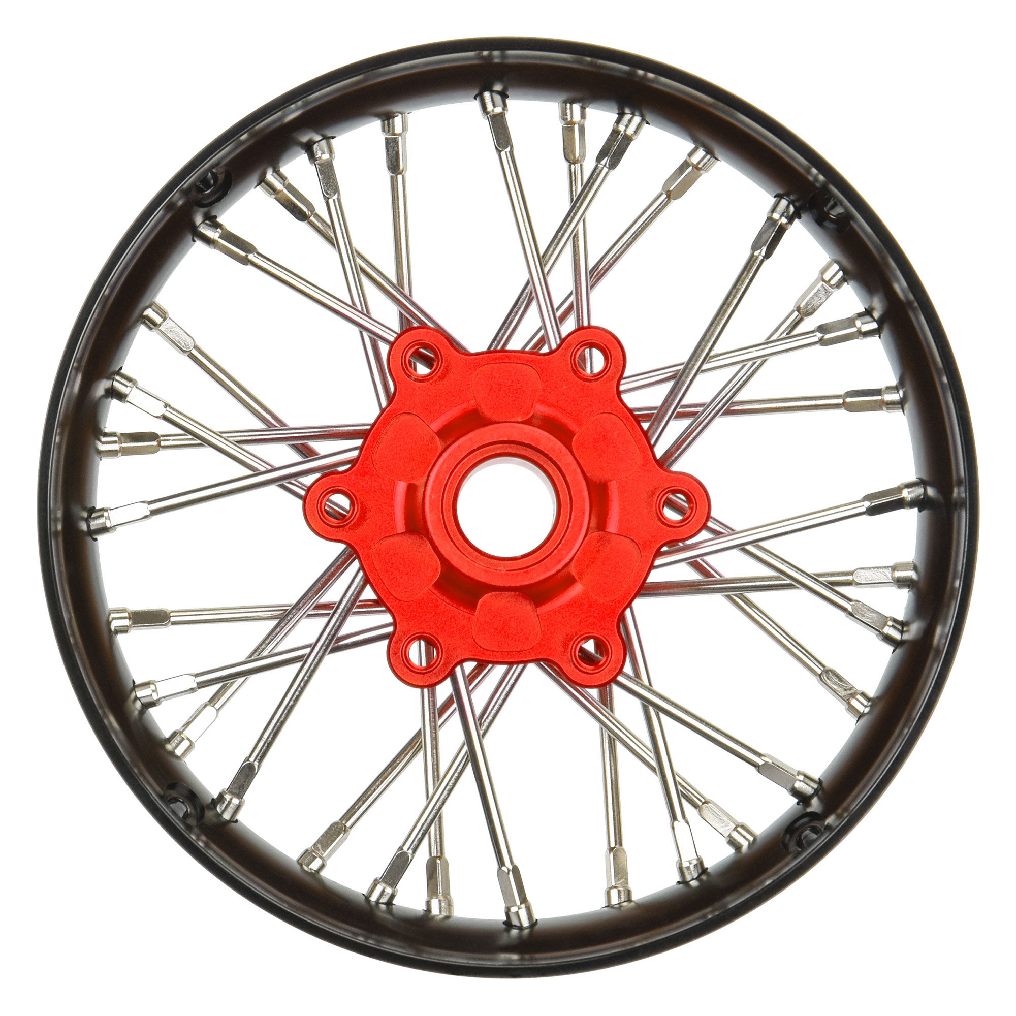 Pro-Line Racing 1/4 Pro-Spec Aluminum V2 Bead Front Wheel Black/Red (1): Promoto-SM