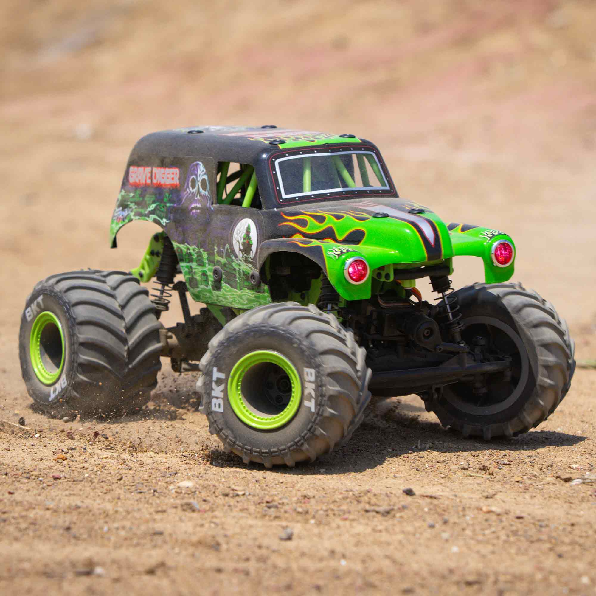 Losi 1/18 Mini LMT Grave Digger 2S 4X4 RTR Brushed Monster Truck (Battery & Charger Included), Green
