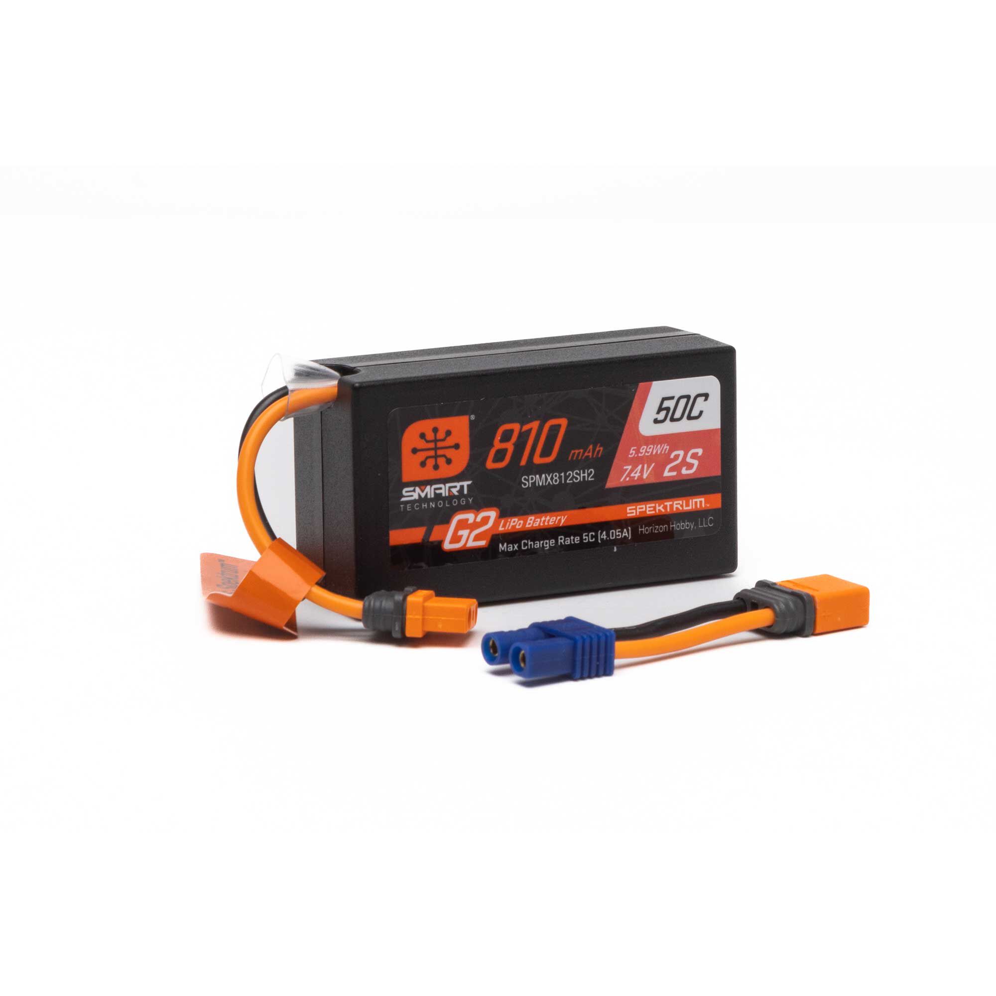 Spektrum Accessories 7.4V 810mAh 2S Smart G2 50C LiPo: IC2