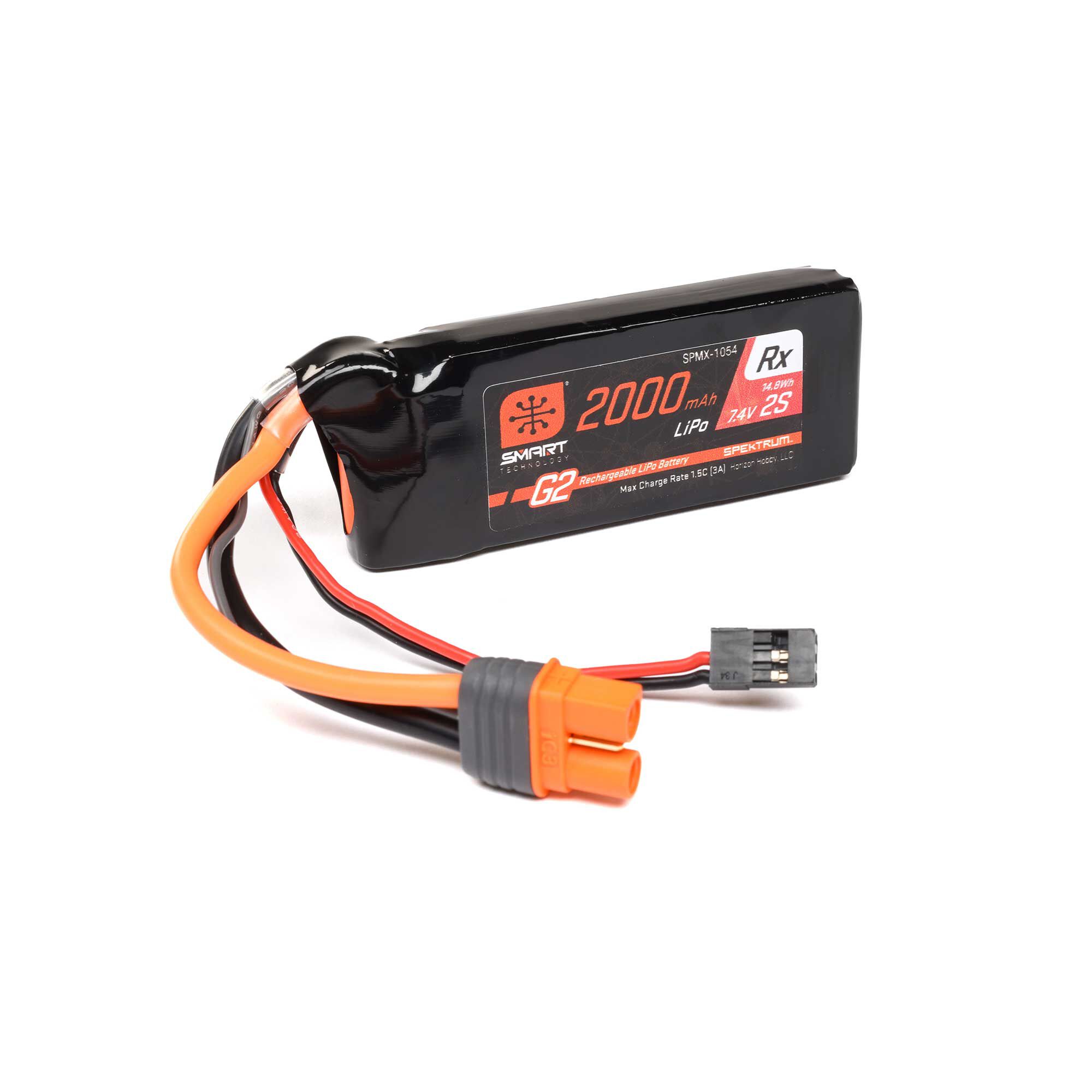 Spektrum Accessories 7.4V 2000mAh 2S 15C Smart G2 Receiver LiPo Battery: IC3