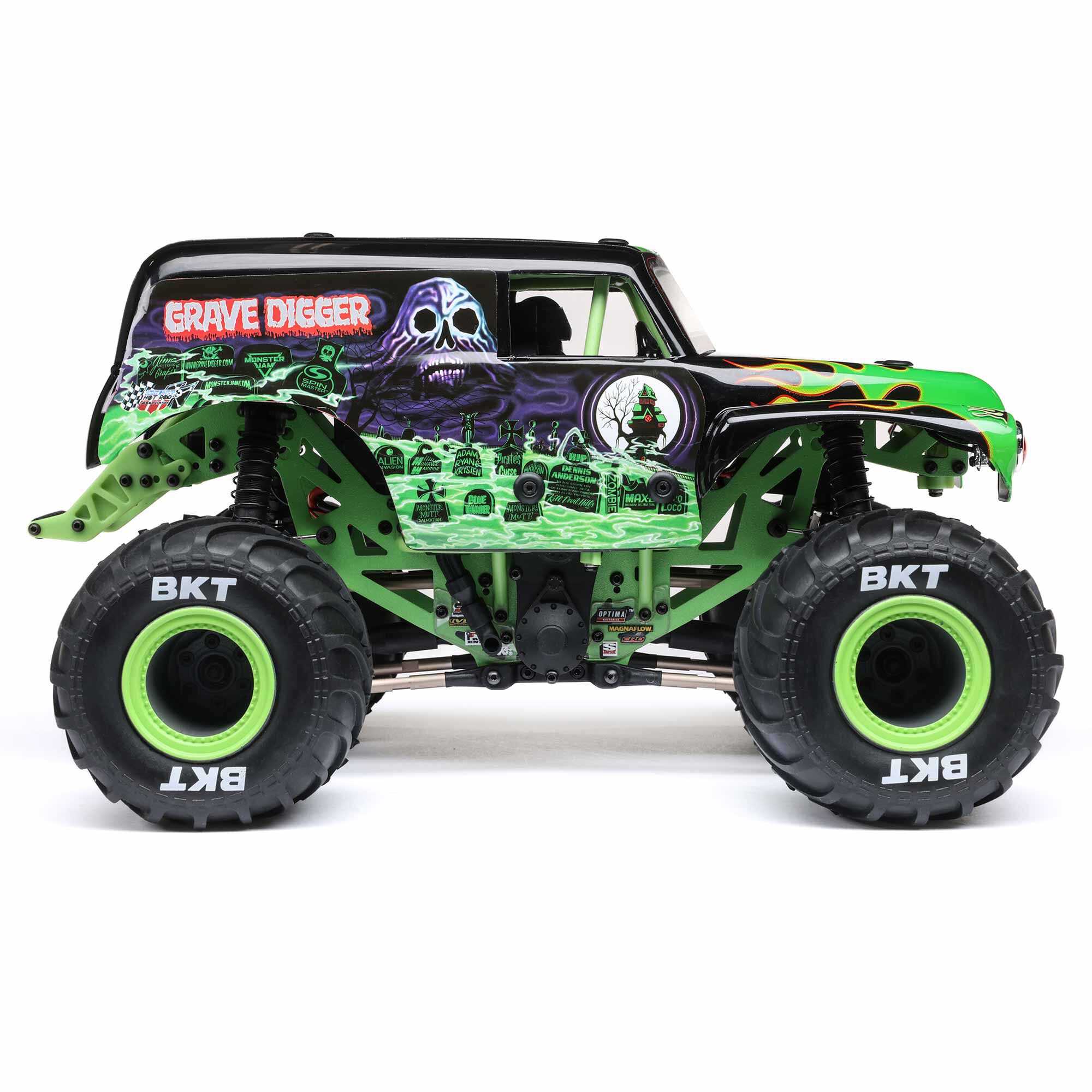 Losi 1/18 Mini LMT Grave Digger 2S 4X4 RTR Brushed Monster Truck (Battery & Charger Included), Green