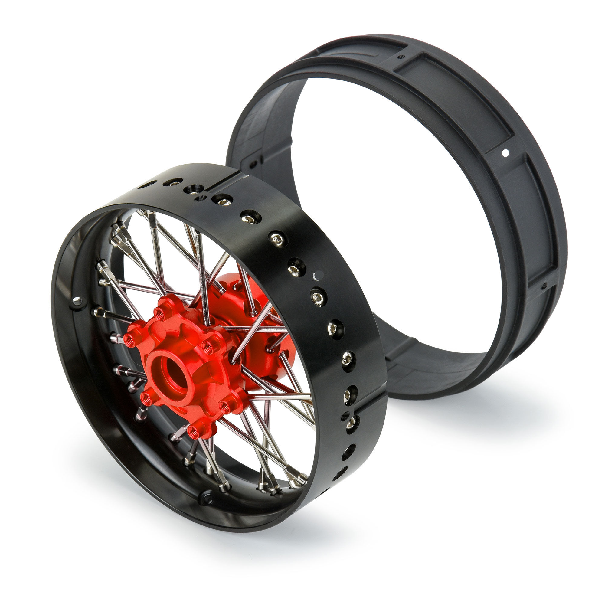 Pro-Line Racing 1/4 Pro-Spec Aluminum V2 Bead Front Wheel Black/Red (1): Promoto-SM