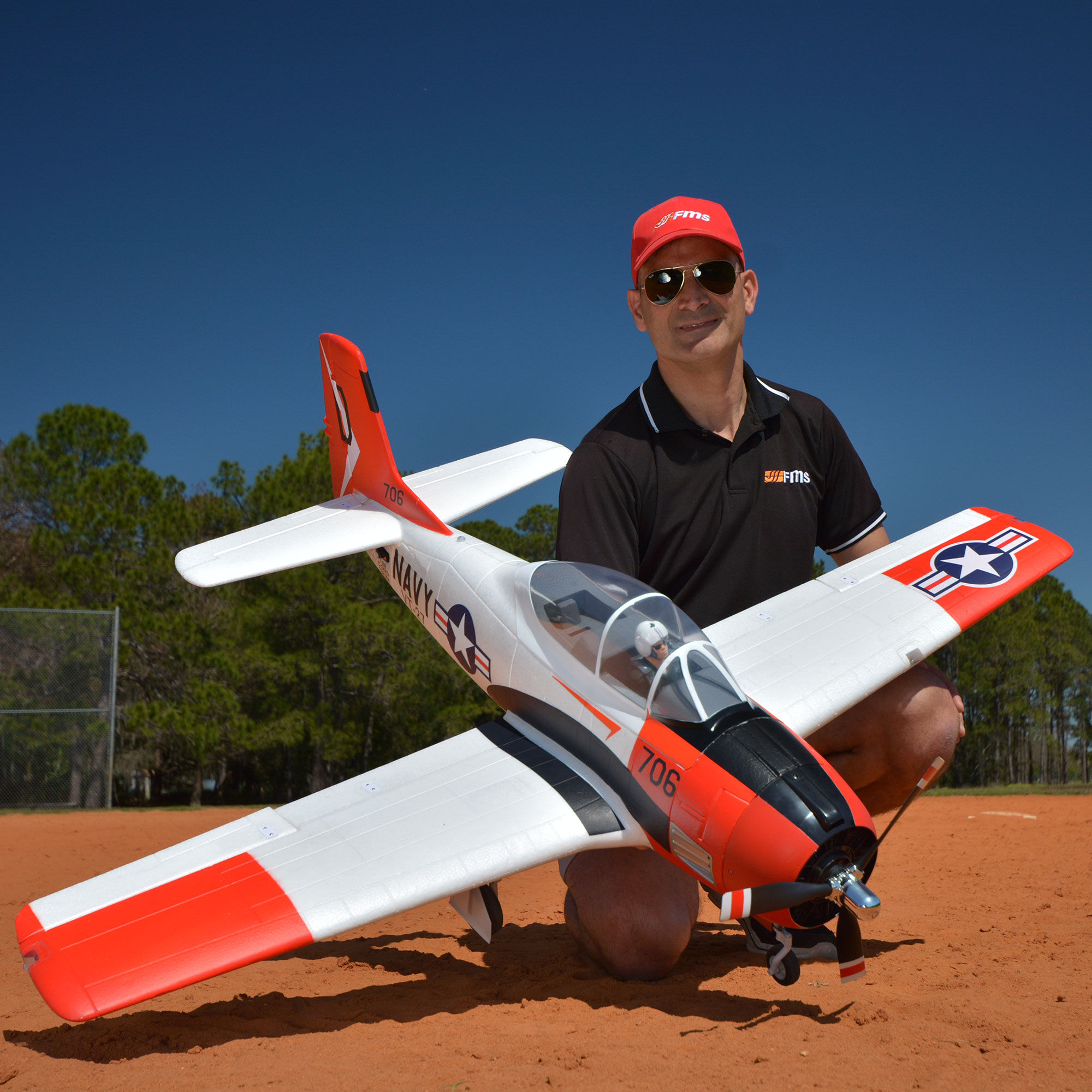 FMS T-28D Trojan V4 Red PNP, 1400mm