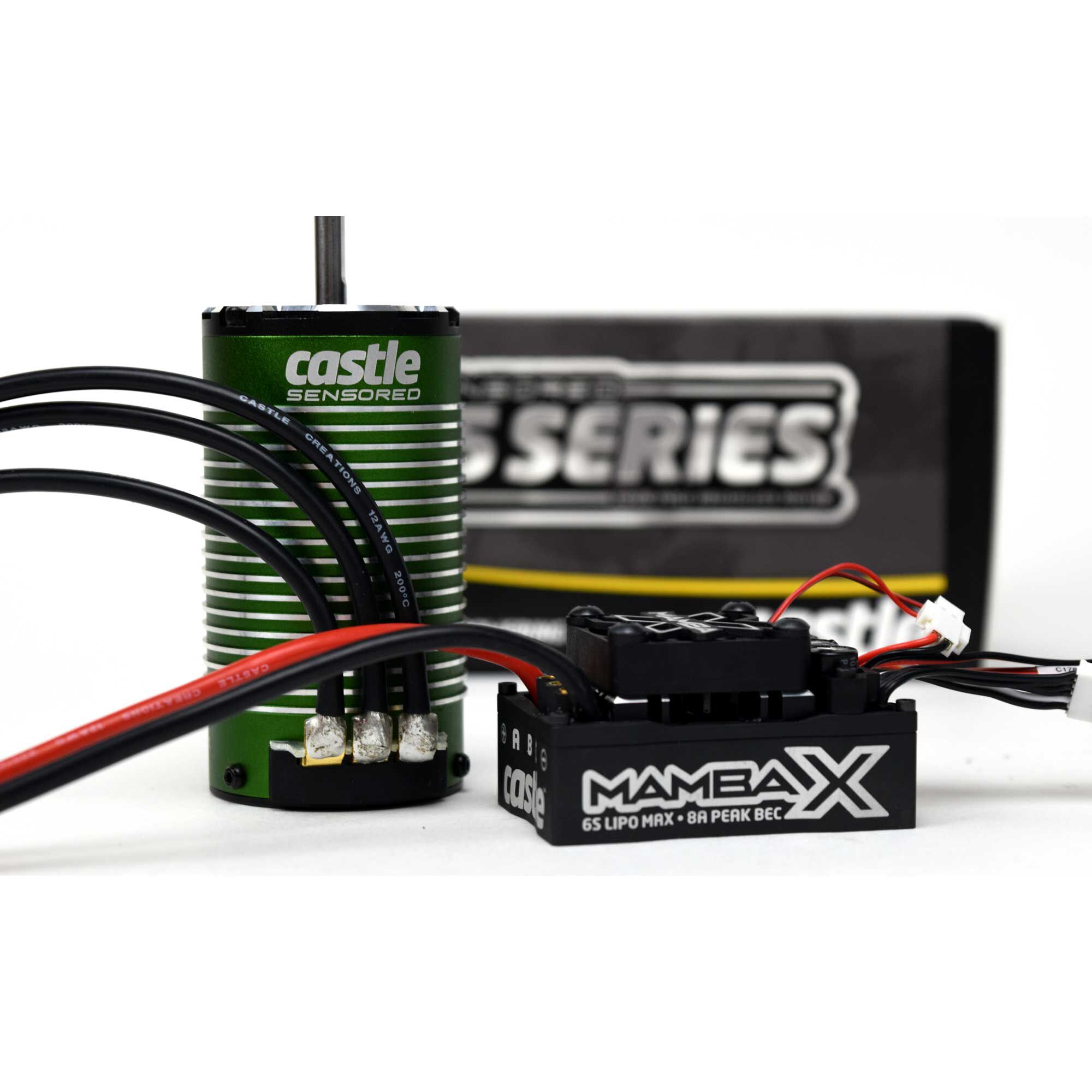Castle Creations 1/8 Mamba X Waterproof ESC/1515-2200Kv E-Buggy EditionX Sensored Brushless Motor Combo: 4mm Bullet
