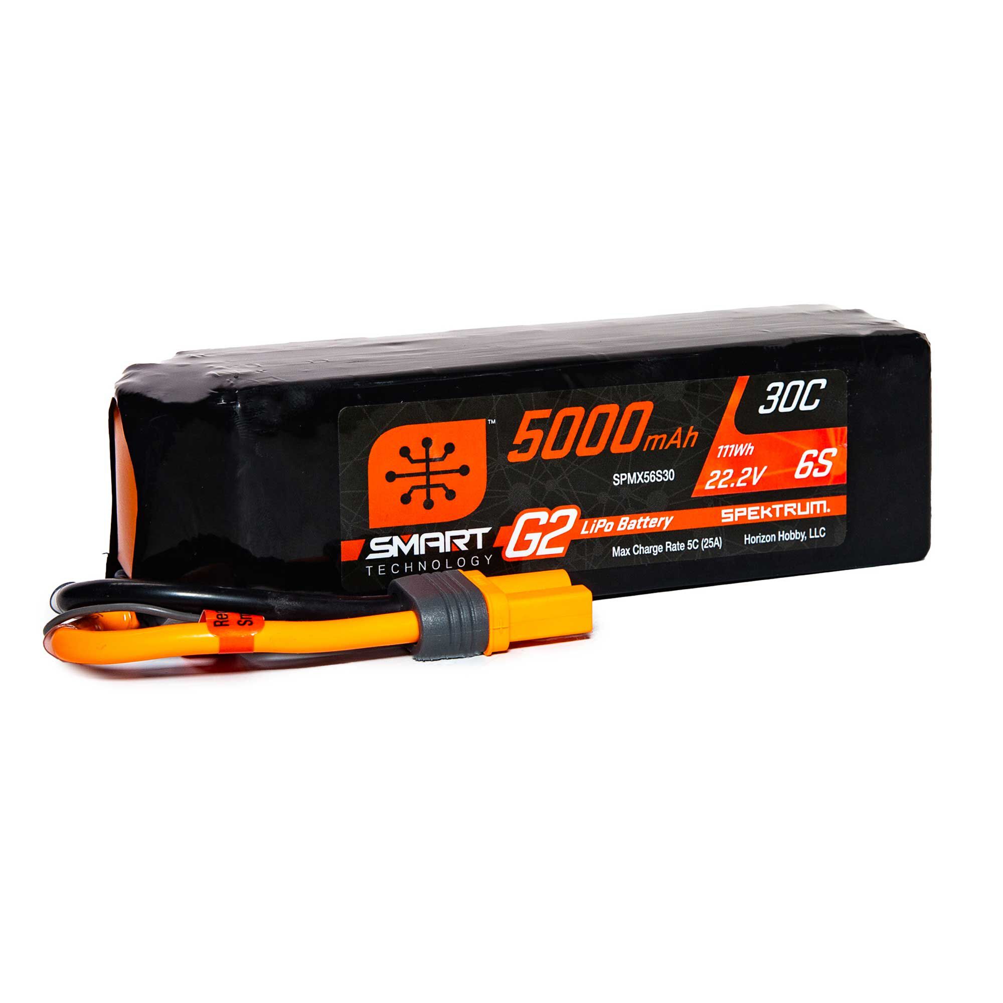 Spektrum Accessories 22.2V 5000mAh 6S 30C Smart G2 LiPo Battery: IC5