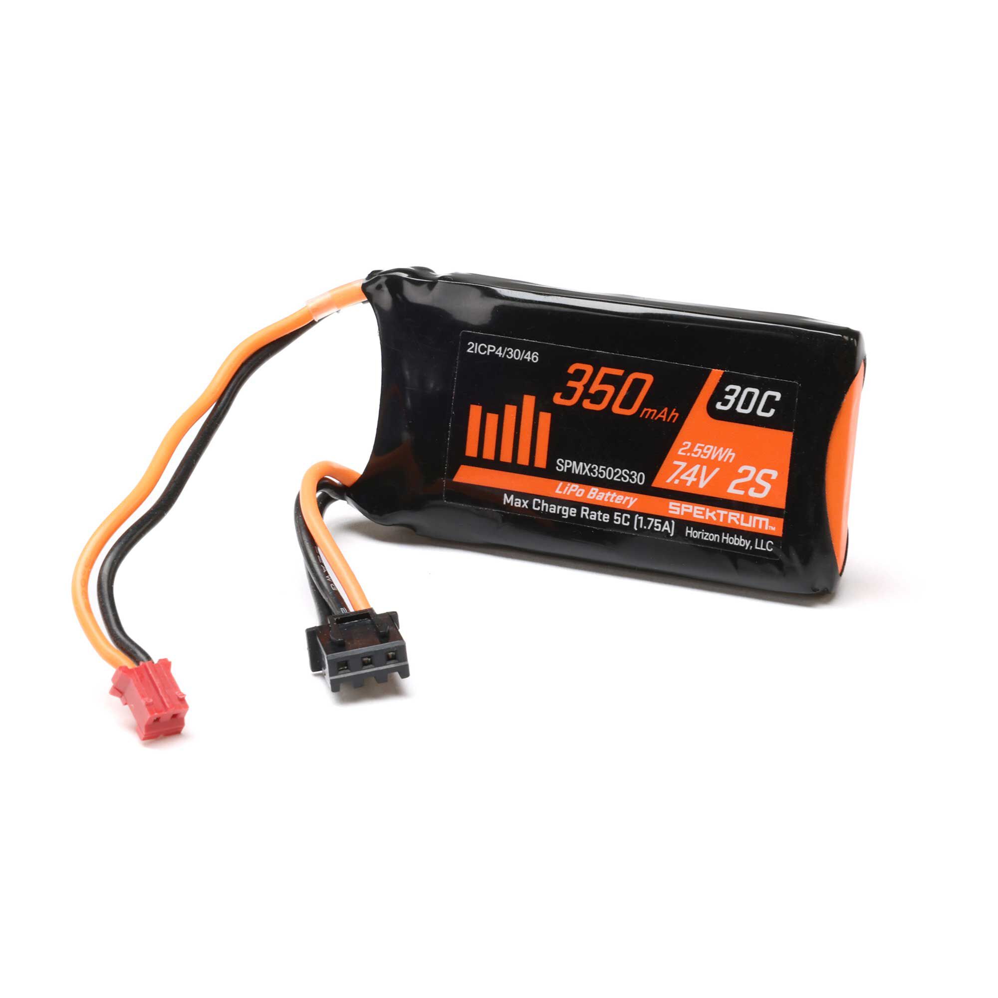 Spektrum 7.4V 350mAh 2S LiPo Battery: SCX24 PH 2.0