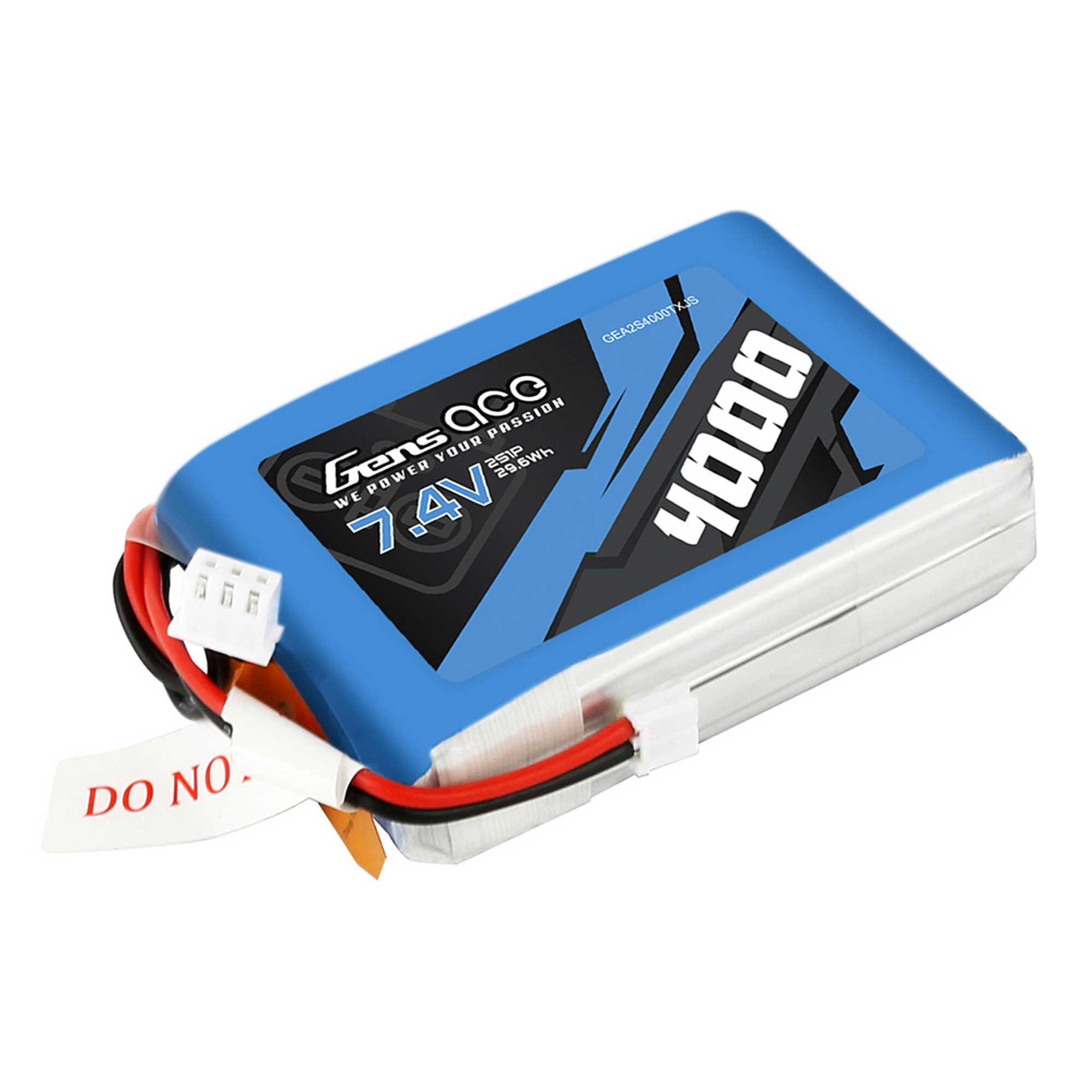 Gens ace 7.4V 4000mAh 2S Transmitter LiPo Battery: JST-EHR (DX9, DX8, DX7S, DX7)
