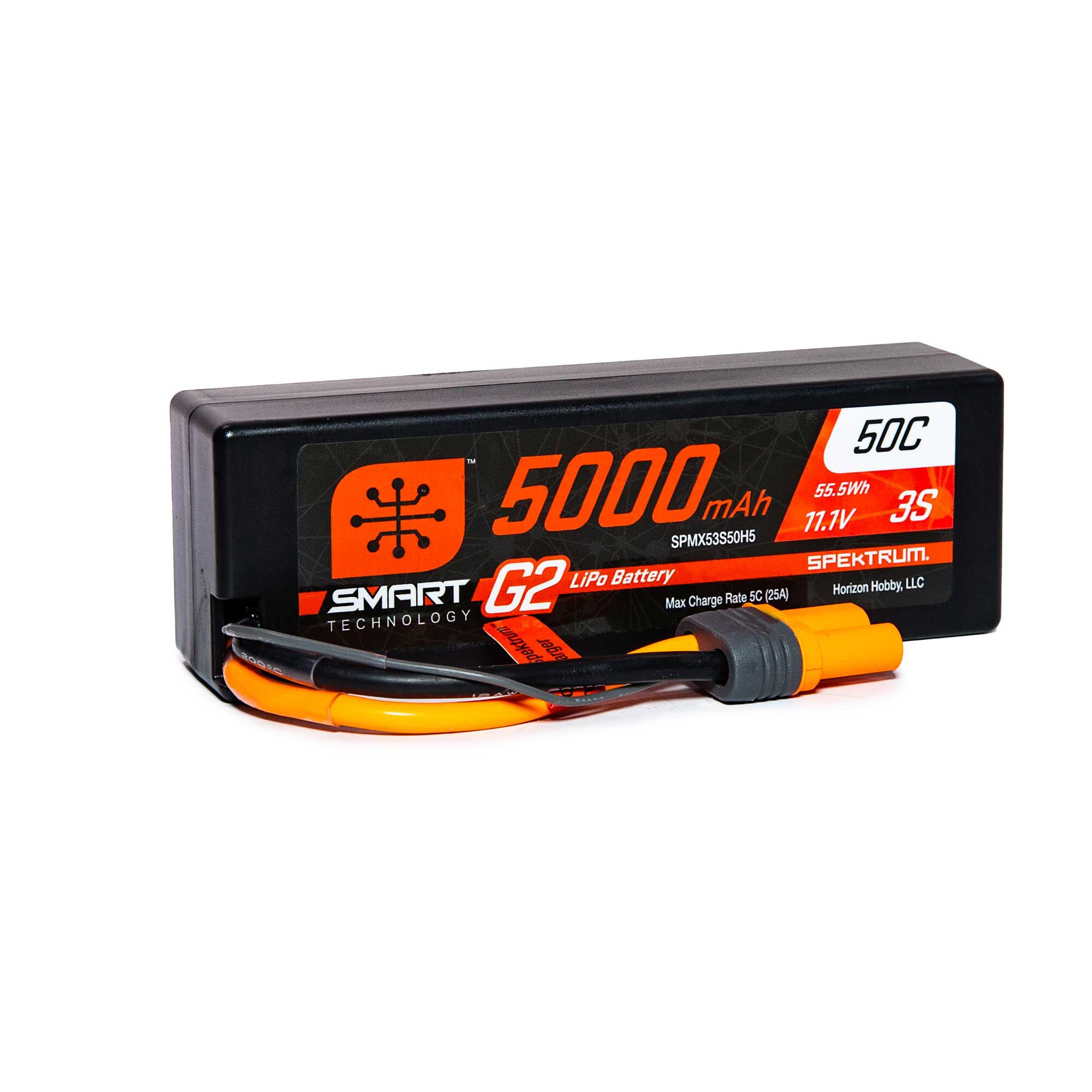 Spektrum Accessories 11.1V 5000mAh 3S 50C Smart G2 Hardcase LiPo Battery: IC5