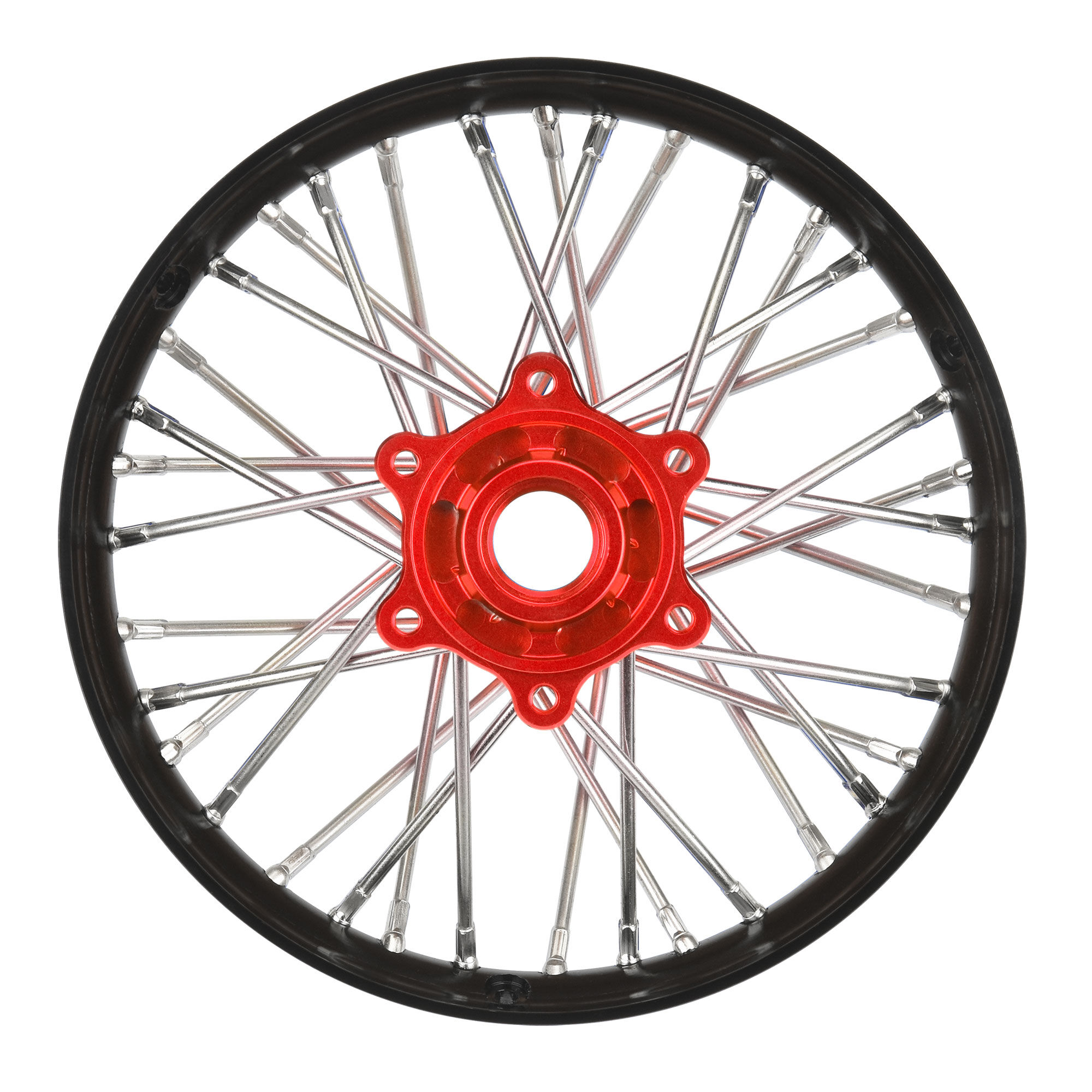 Pro-Line Racing 1/4 Pro-Spec Aluminum V2 Bead Rear Wheel Black/Red (1): Promoto-MX