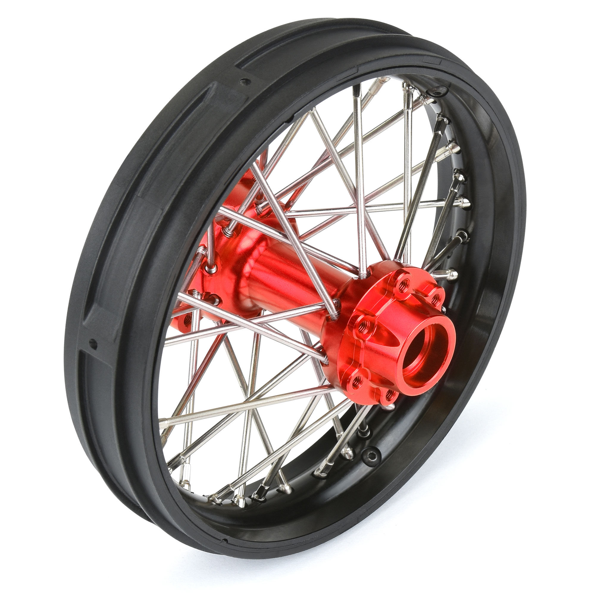 Pro-Line Racing 1/4 Pro-Spec Aluminum V2 Bead Rear Wheel Black/Red (1): Promoto-MX