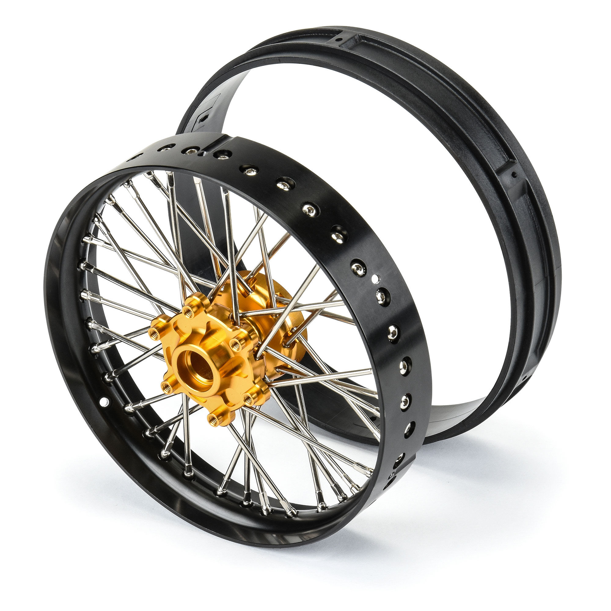 Pro-Line Racing 1/4 Pro-Spec Aluminum V2 Bead Front Wheel Black/Gold (1): Promoto-MX
