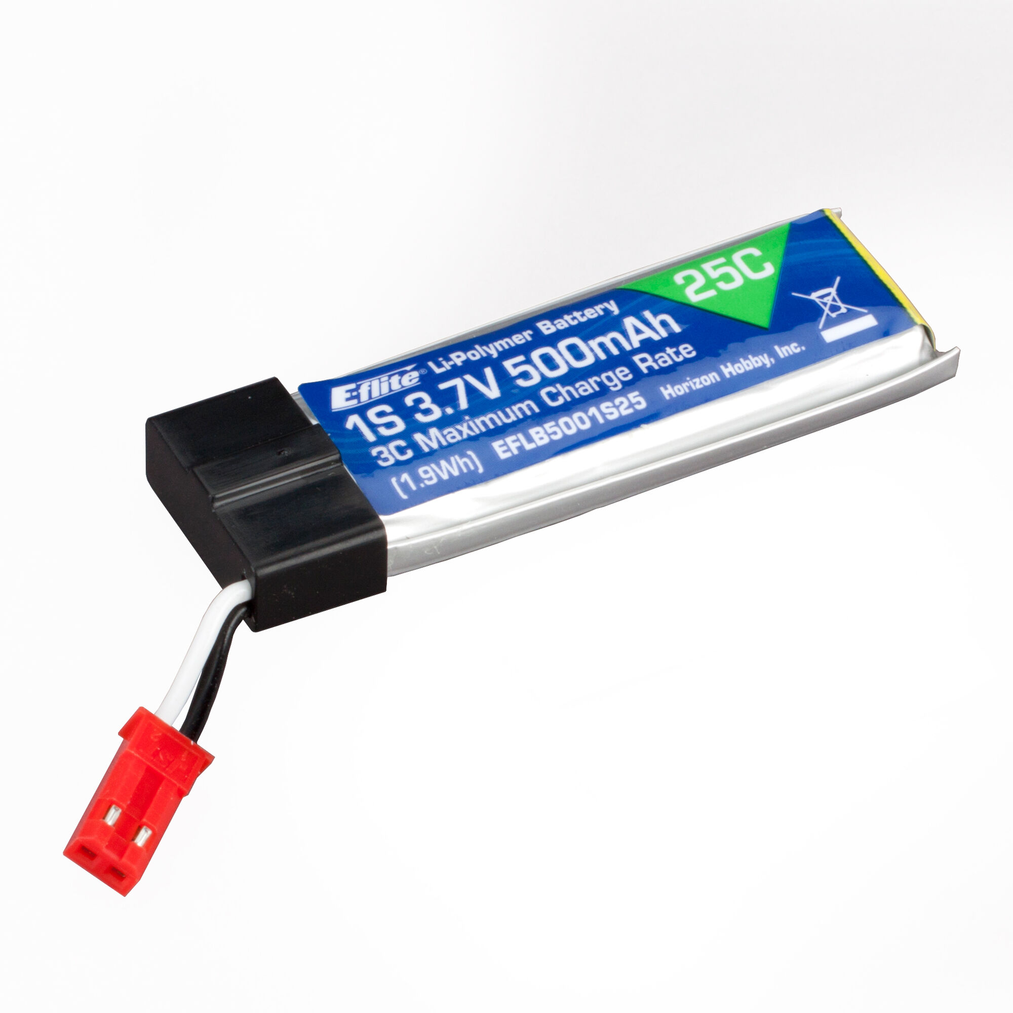 E-flite 1S 3.7V 500mAh 25C Li-Po Battery: JST-RCY