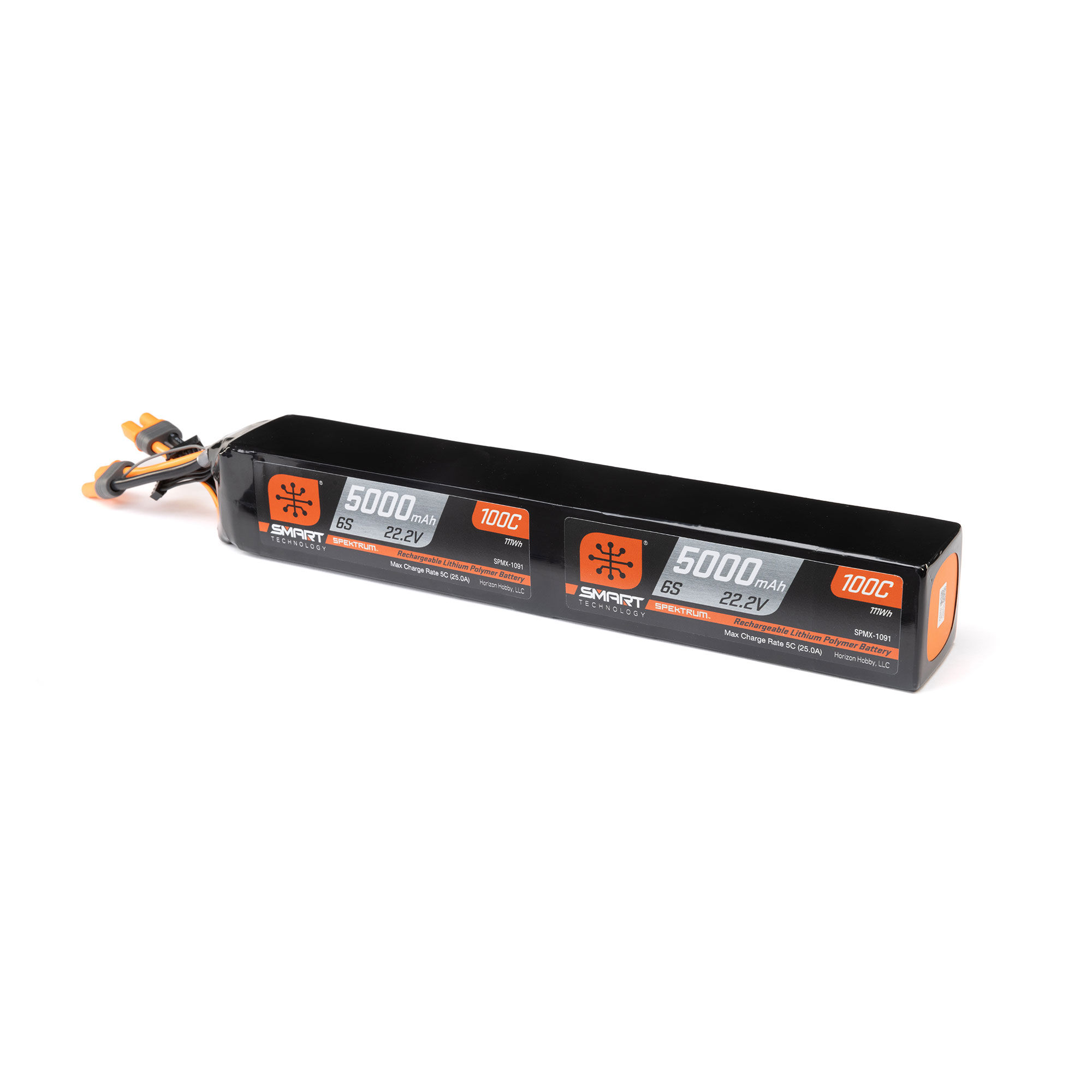 Spektrum Accessories Dual 22.2V (44.4V) 5000mAh 6S x2 100C Smart LiPo Battery: IC5