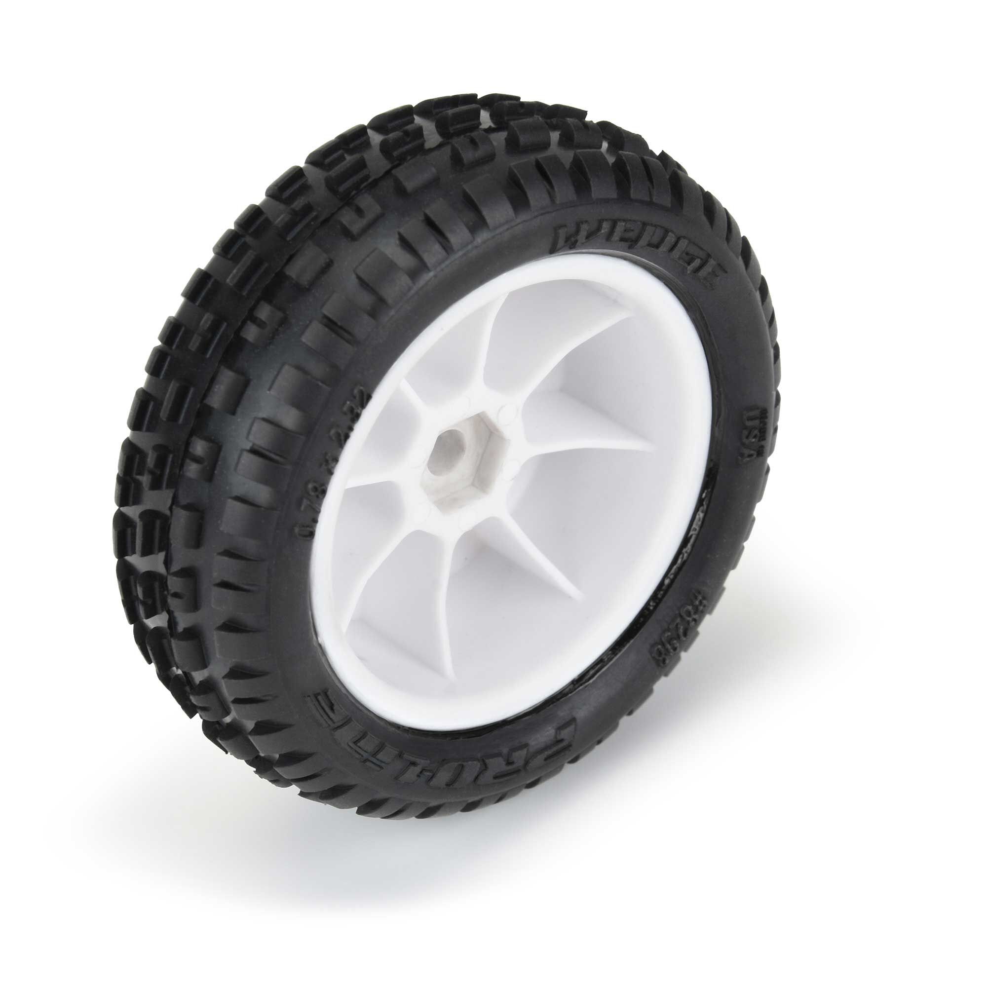 Pro-Line Racing 1/18 Wedge Front Carpet Mini-B Tires Mounted 8mm White Wheels (2)