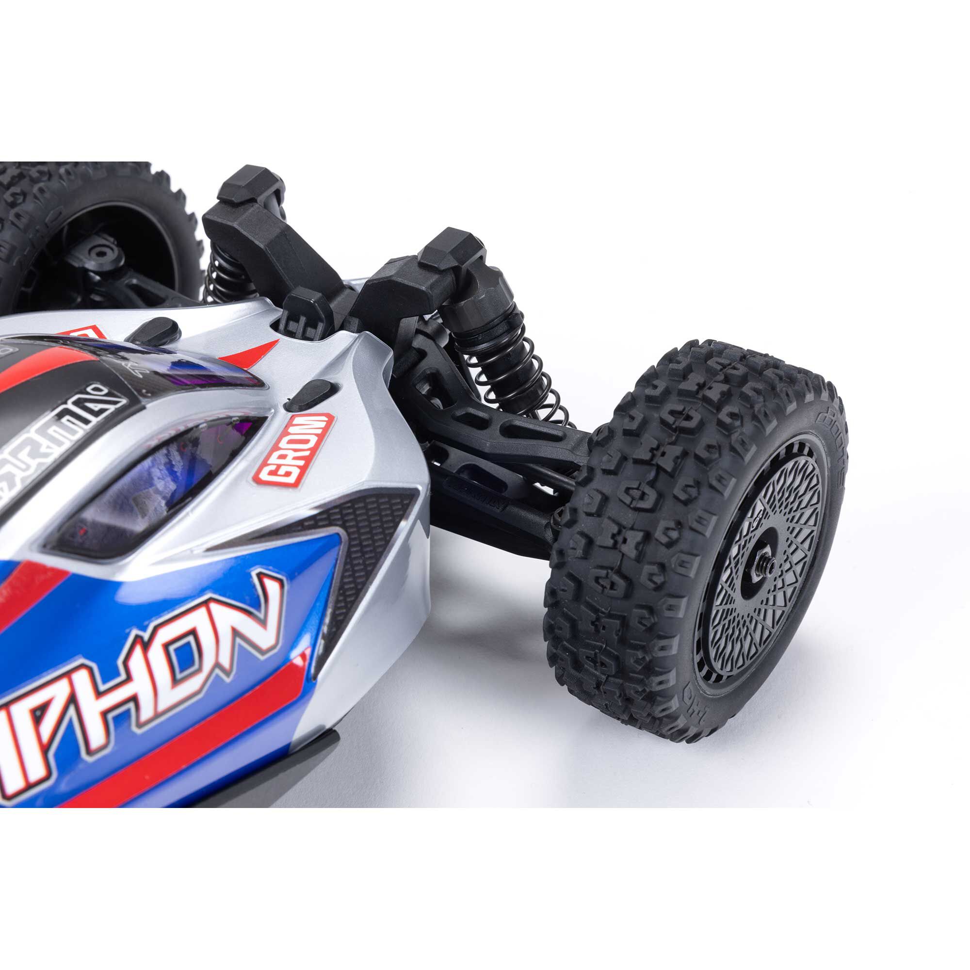 ARRMA 1/14 TYPHON GROM 4X4 RTR Brushed Buggy (Battery & Charger Included), Blue/Silver