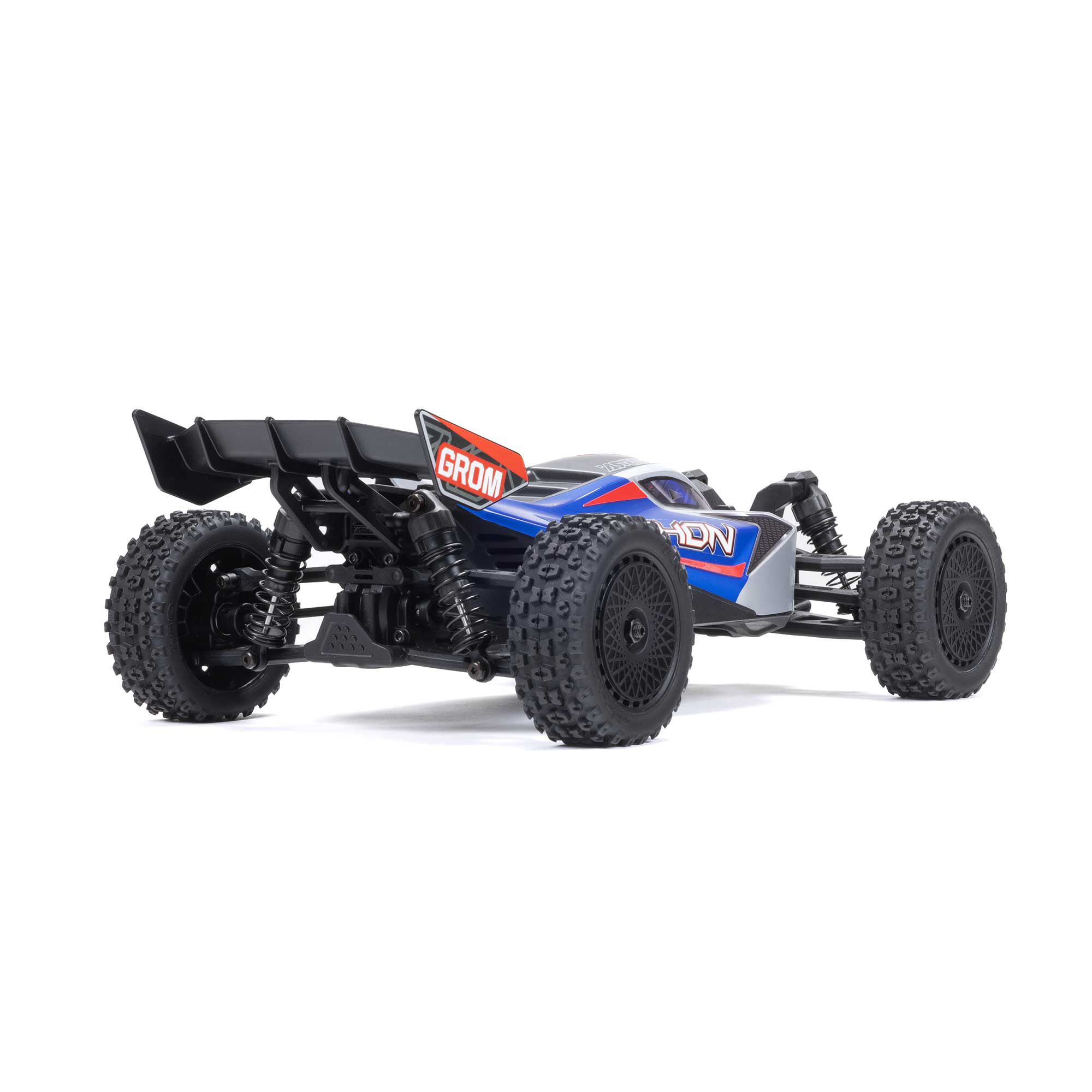ARRMA 1/14 TYPHON GROM 4X4 RTR Brushed Buggy (Battery & Charger Included), Blue/Silver
