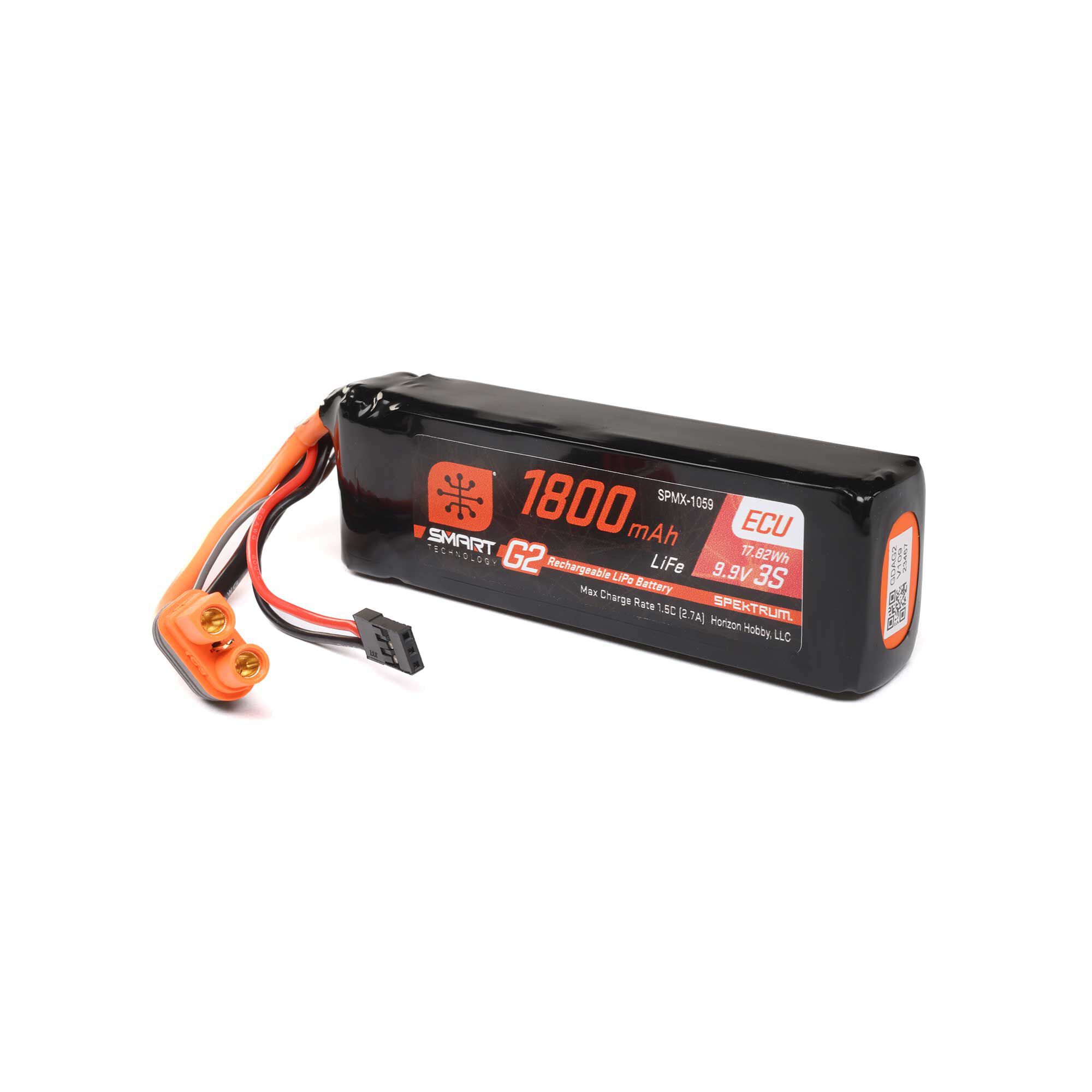 Spektrum Accessories 9.9V 1800mAh 3S 10C Smart G2 ECU LiFe Battery: IC3