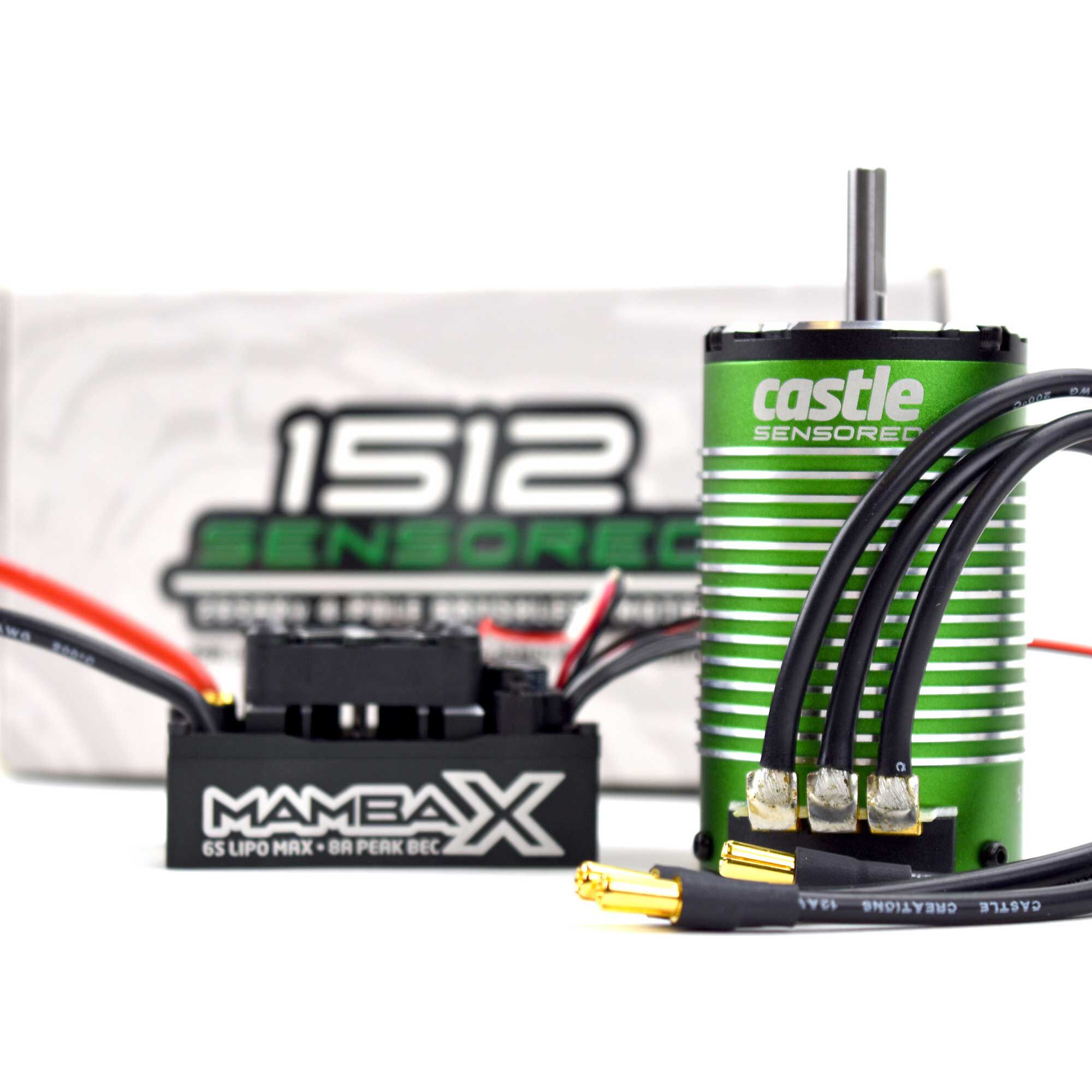 Castle Creations 1/8 Mamba X Waterproof ESC/1512-1800Kv E-Buggy EditionX Sensored Brushless Motor Combo: 4mm Bullet