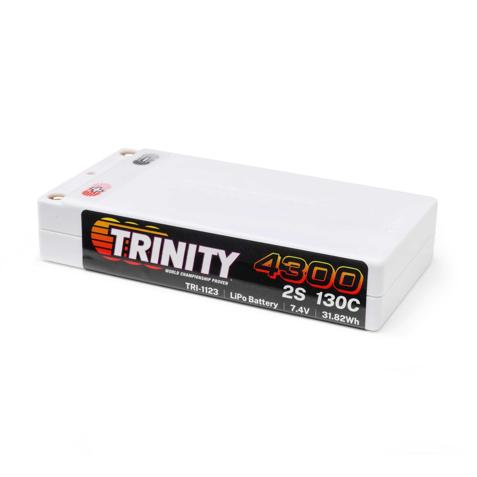Trinity/Epic 7.4V 4300mAh 2S 130C Shorty LiPo Battery: 5mm Bullets
