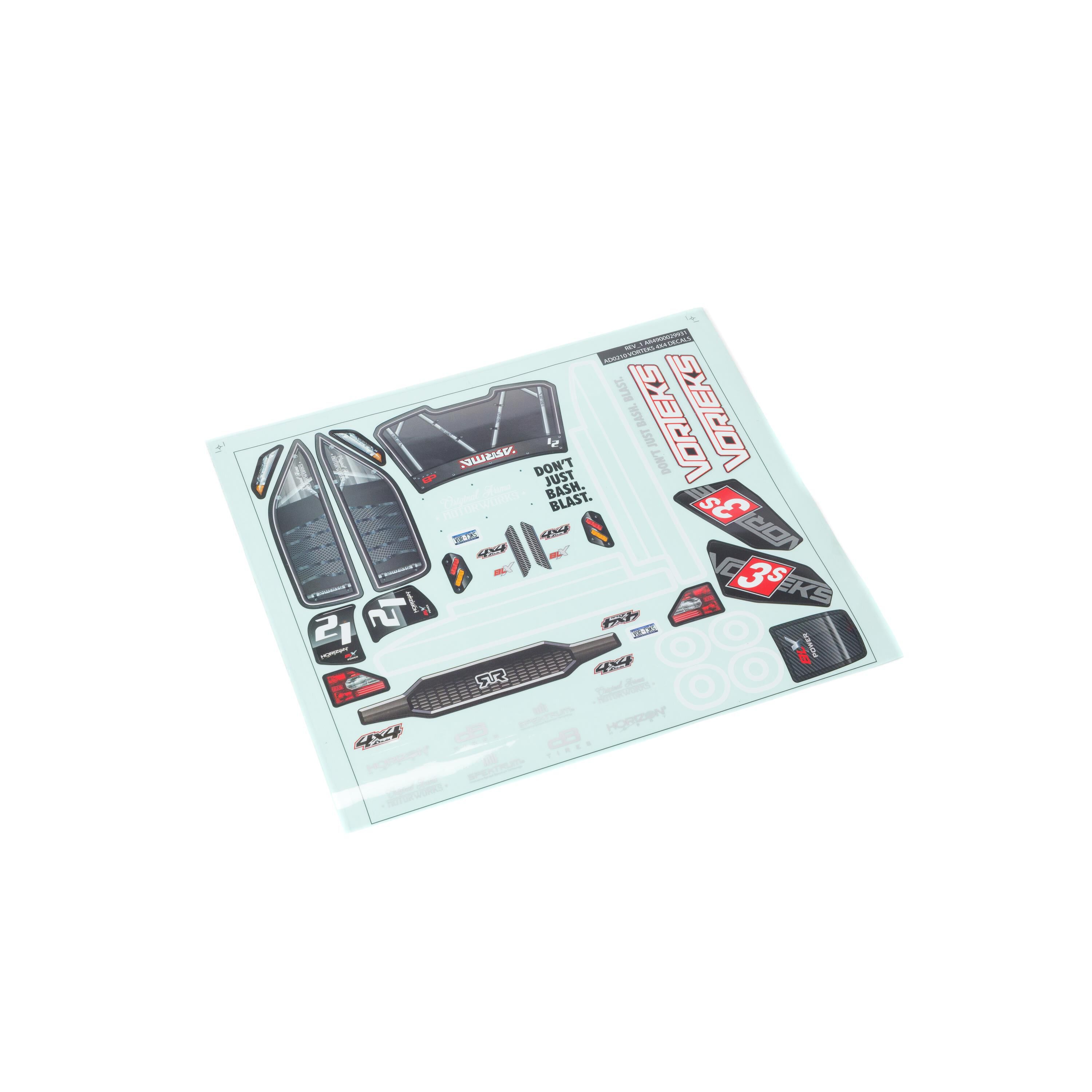 ARRMA 1/10 Clear Body with Decals and Window Masks: VORTEKS 4X4 BLX