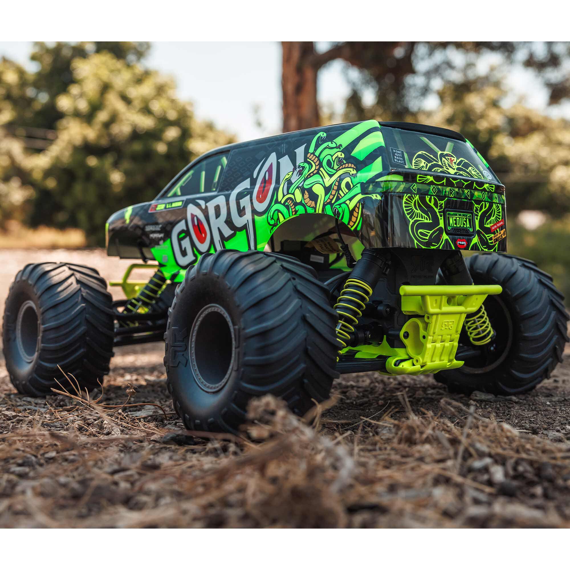 ARRMA 1/10 GORGON 2WD RTR Brushed Monster Truck (Battery & Charger Included), Yellow