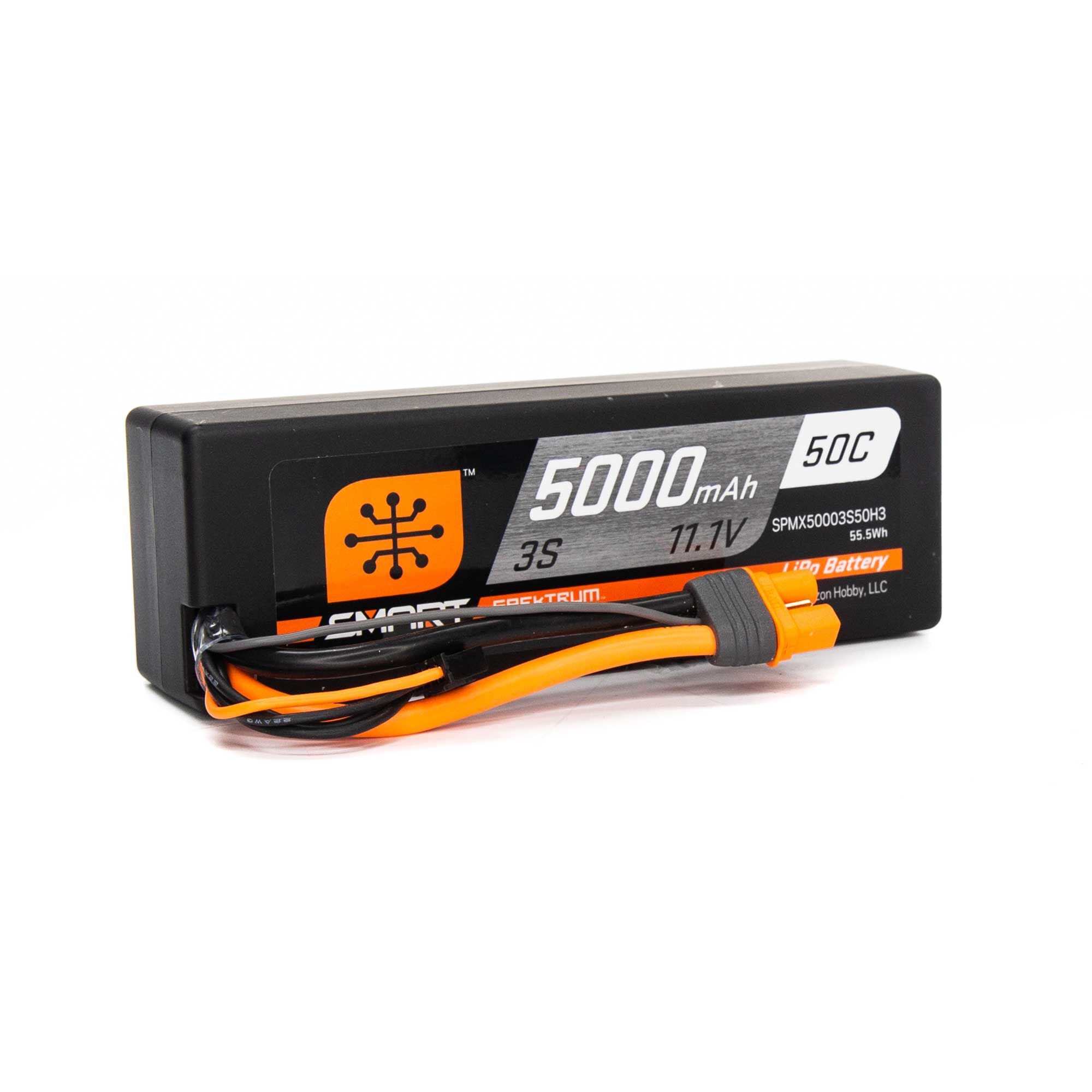 Spektrum Accessories 11.1V 5000mAh 3S 50C Smart Hardcase LiPo Battery: IC3