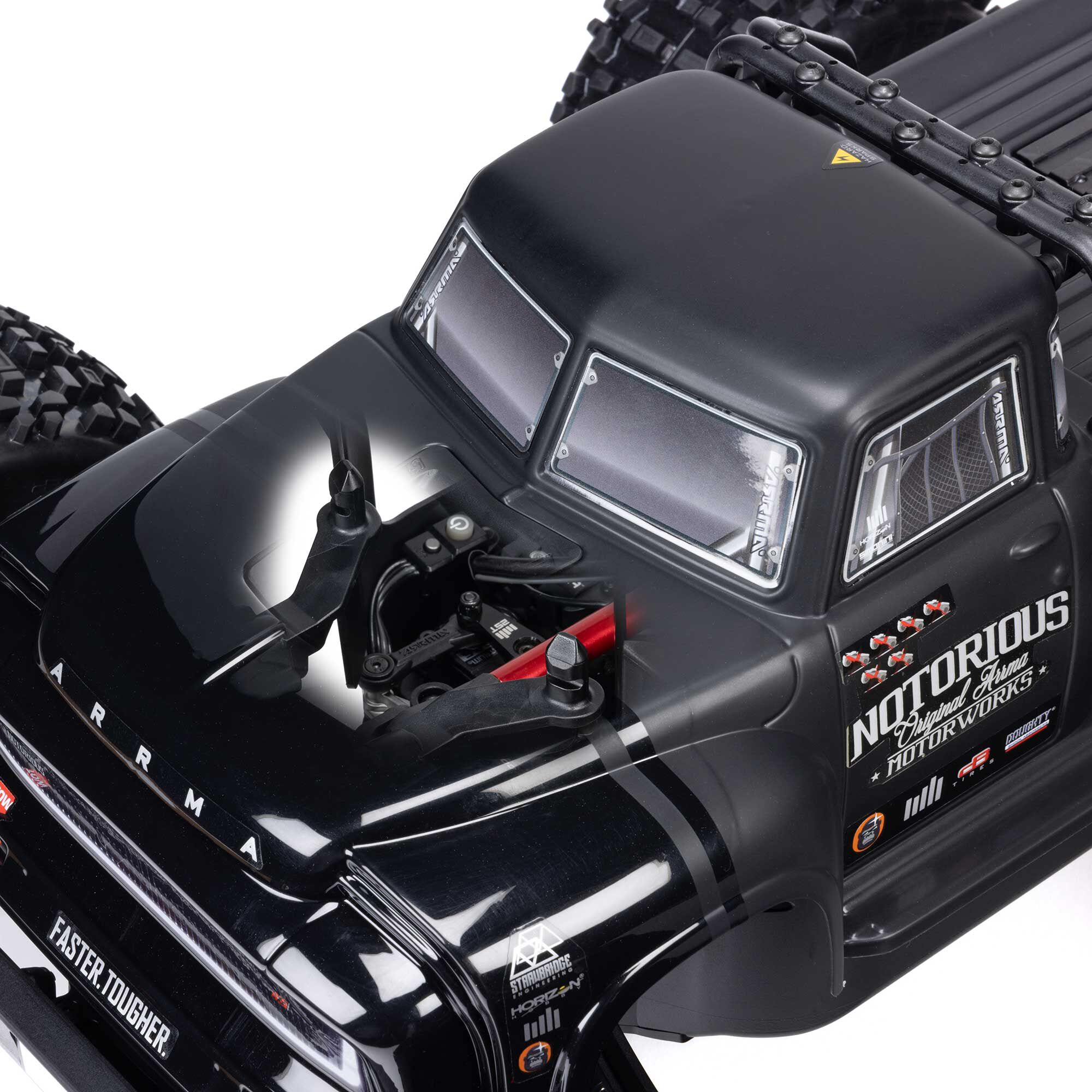 ARRMA 1/8 NOTORIOUS 6S 4X4 RTR Brushless Stunt Truck, Black